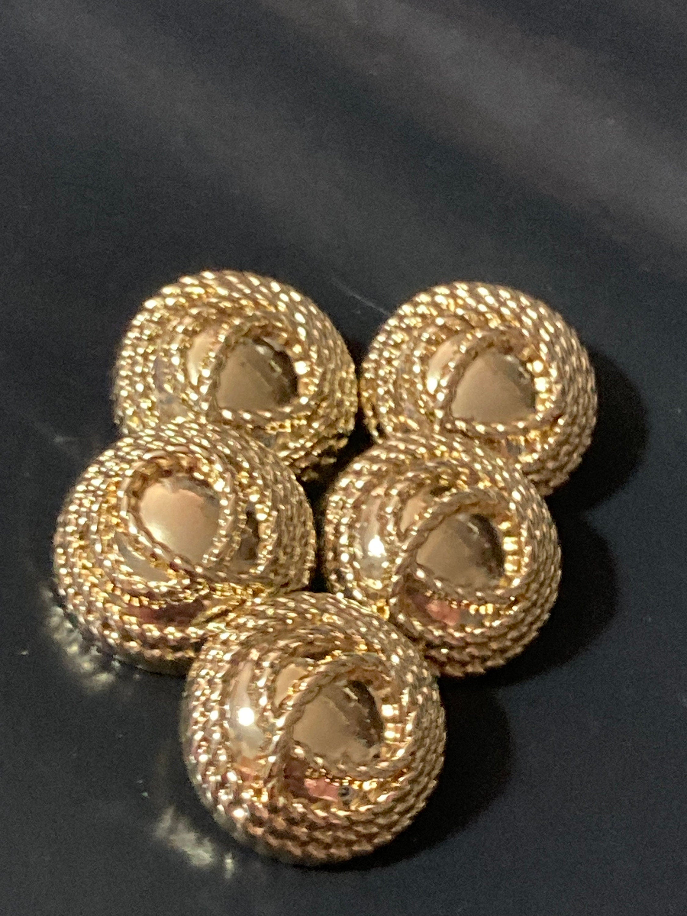 Pack 5 pieces 20mm gold tone domed nautical rope buttons with metal shank