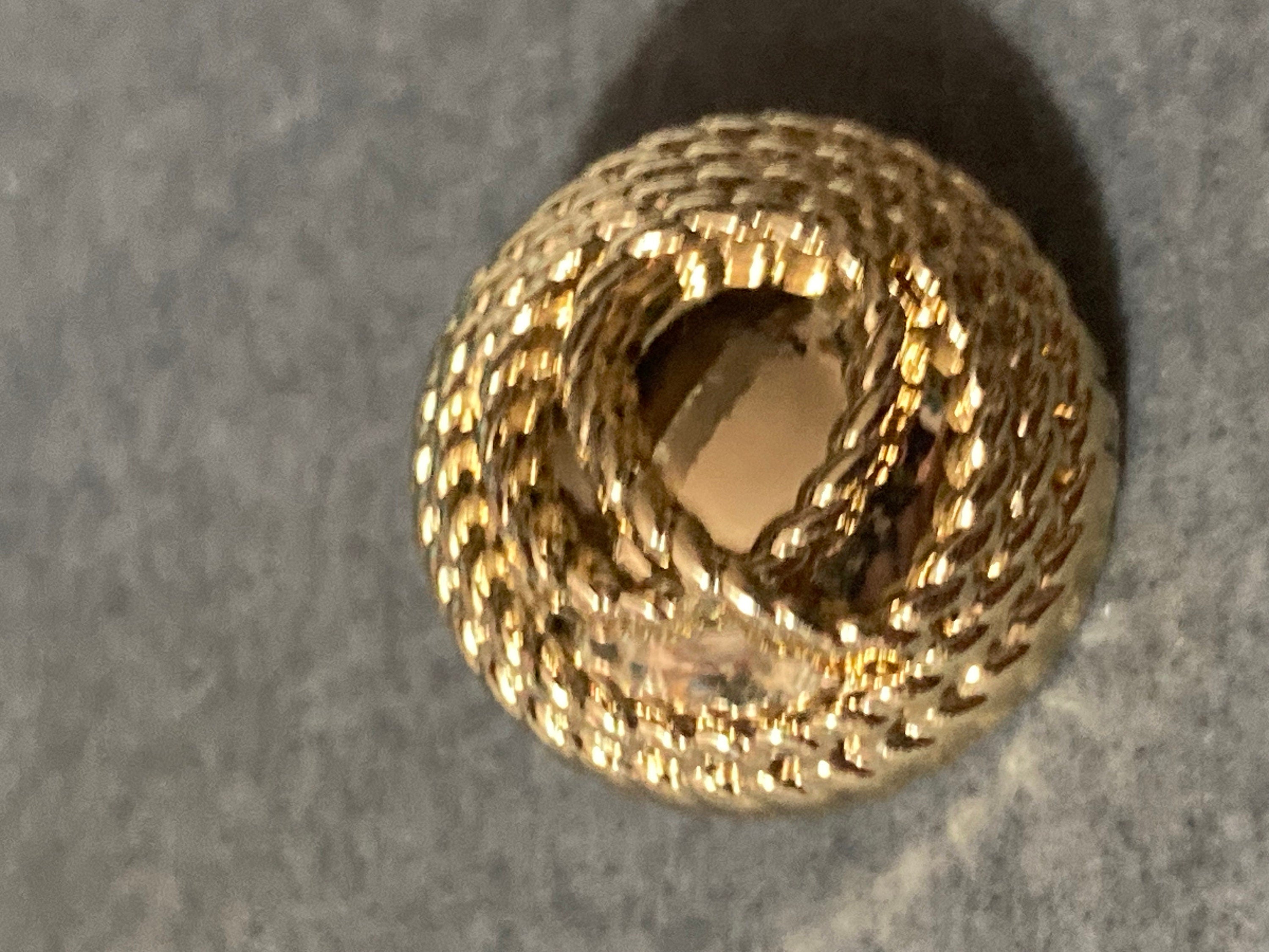 Pack 5 pieces 20mm gold tone domed nautical rope buttons with metal shank