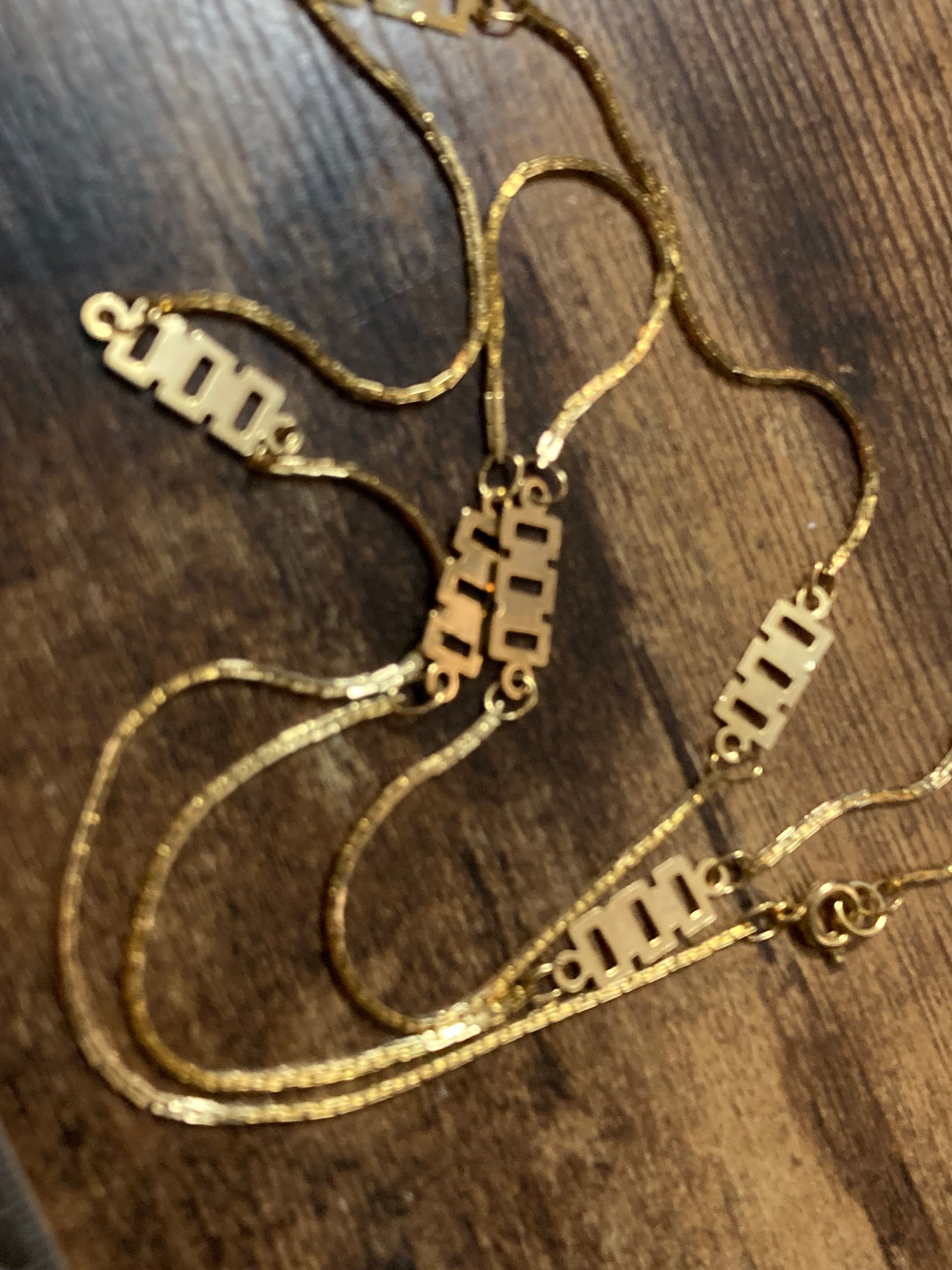 26” 86cm very long fine 1980s thick gold plated fancy link geometric station necklace for layering