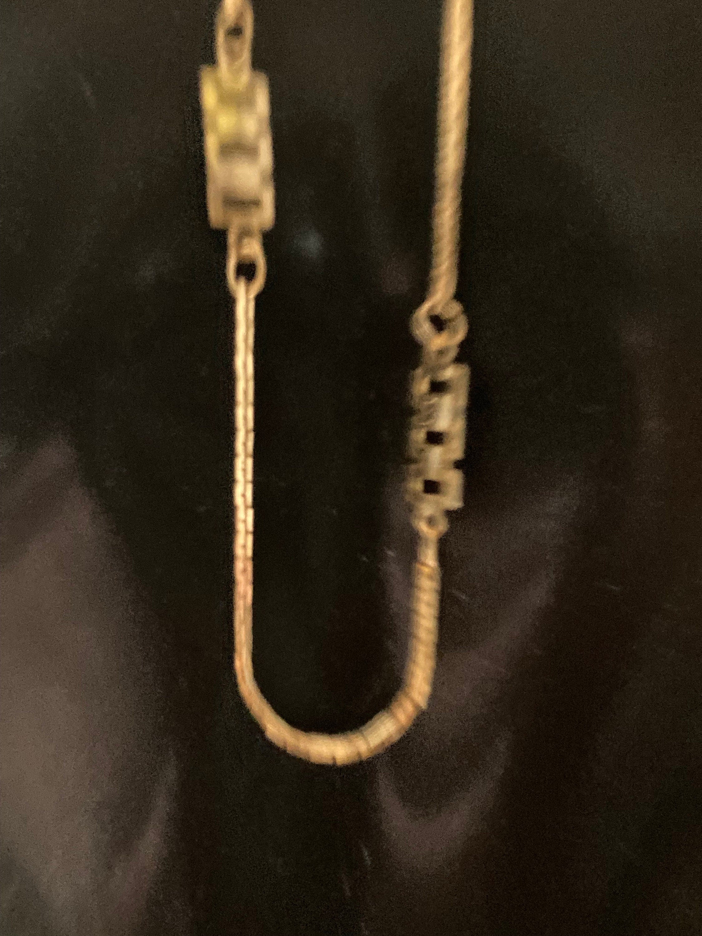 26” 86cm very long fine 1980s thick gold plated fancy link geometric station necklace for layering