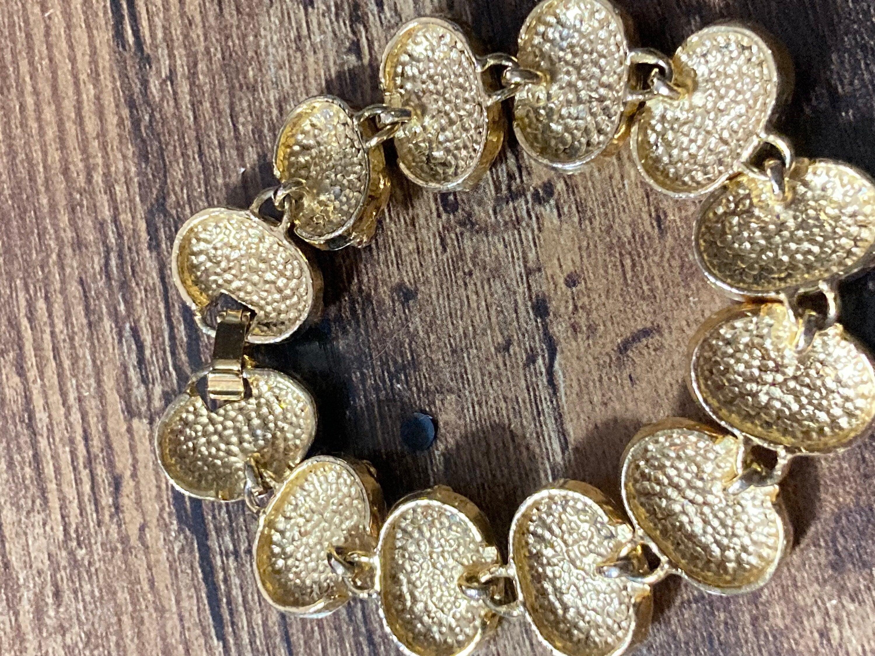 Vintage High end Faux Pearl cabochon diamanté oval link bracelet