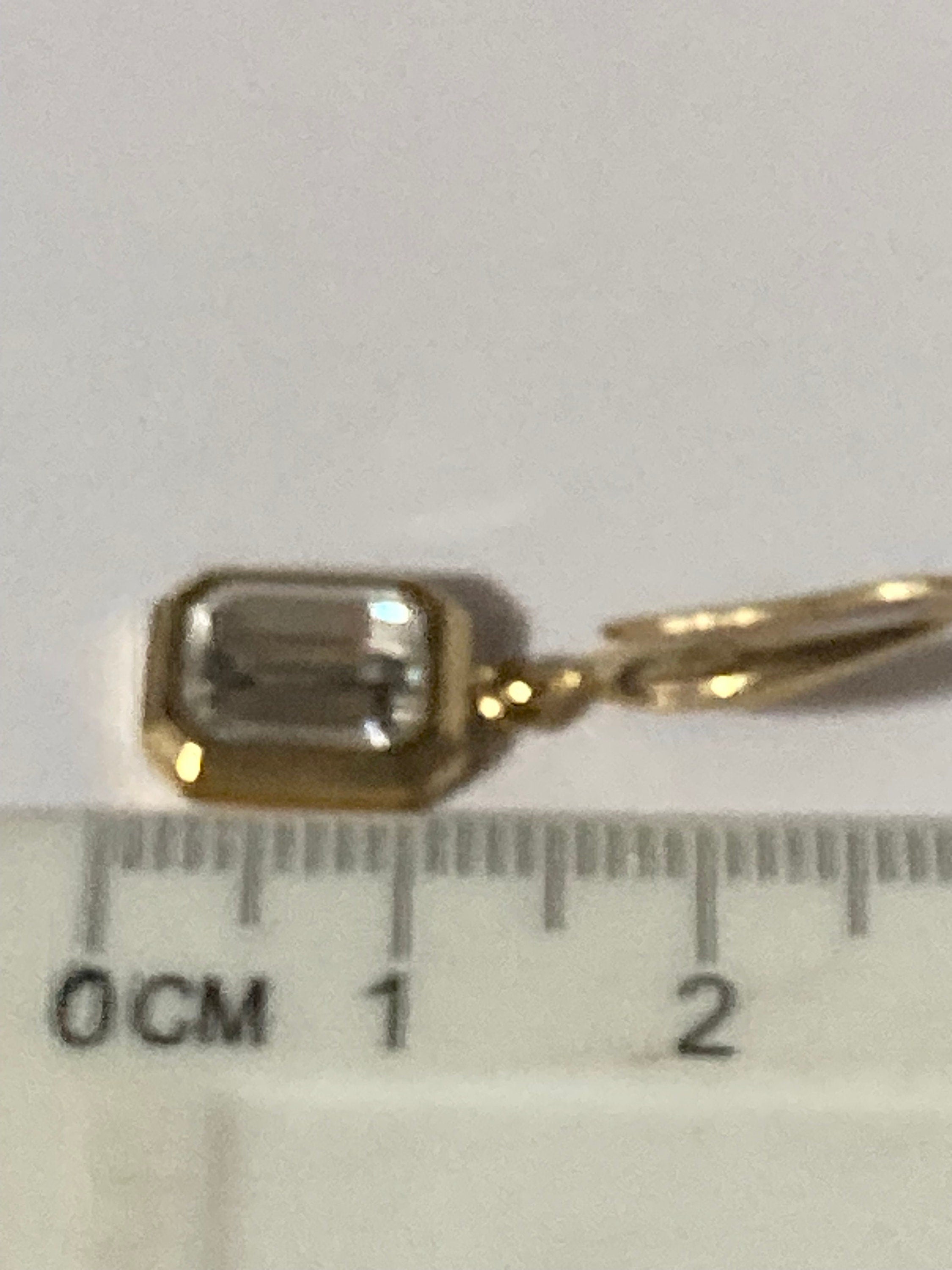 18k gold plated crystal diamanté clear Octagonal drop charm earrings