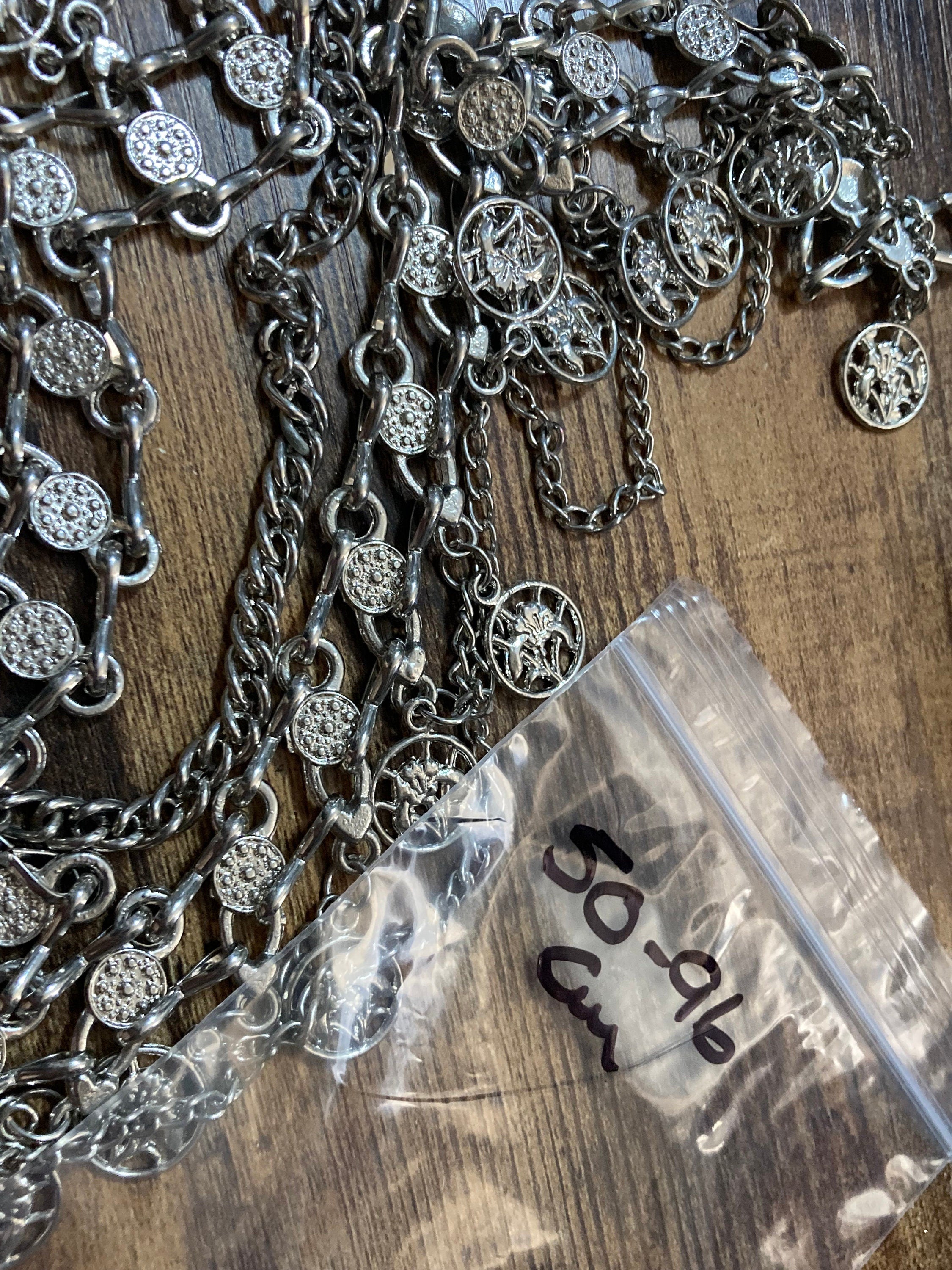 vintage metal silver tone discs coin belly dancer adjustable silver chain link belt to 96cm