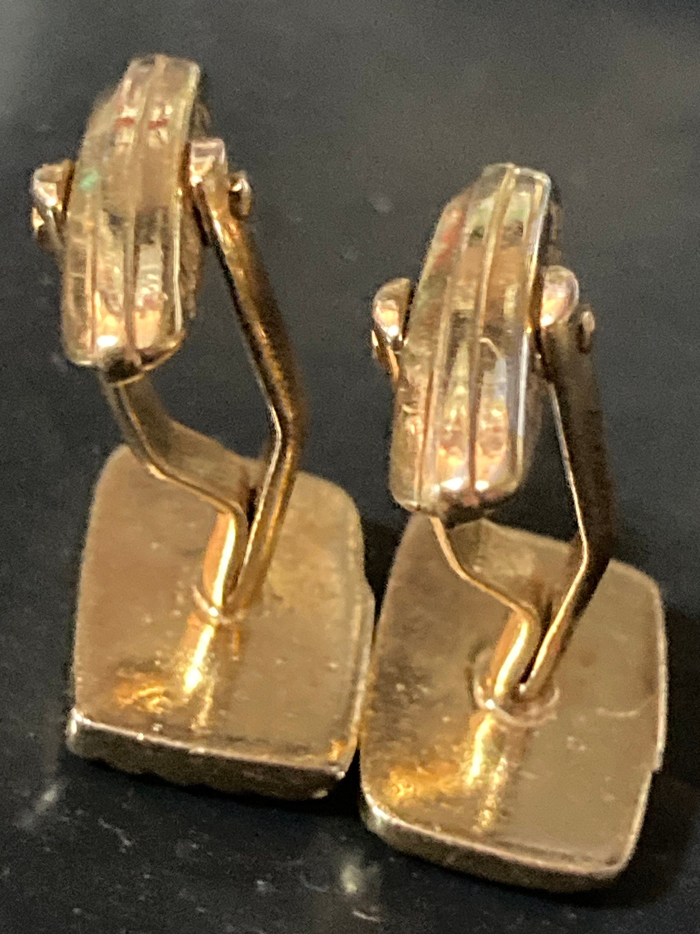 CD monogram signed CHRISTIAN DIOR cufflinks gold and brushed silver tone metal mens vintage designer