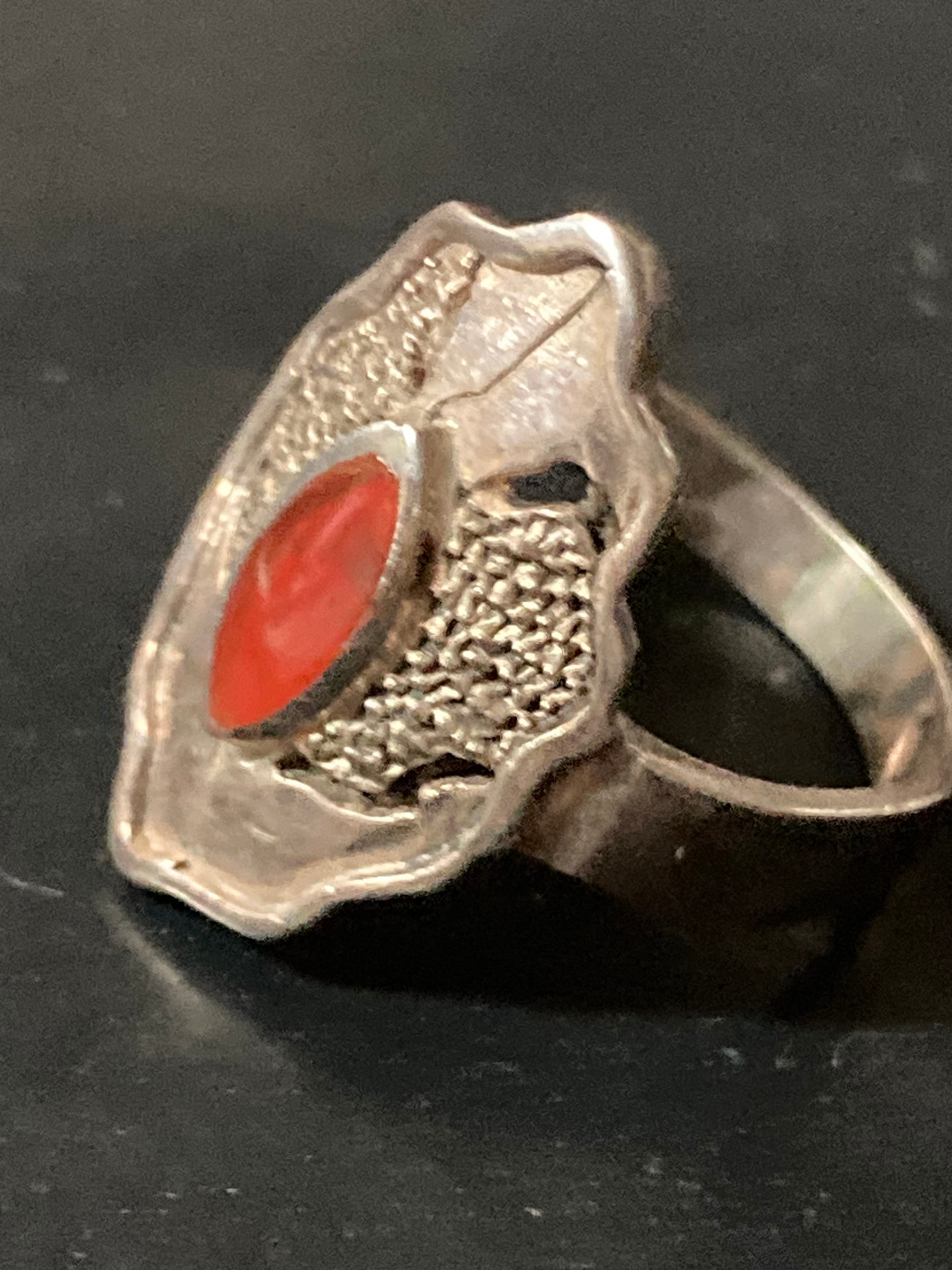 Uk SIZE M.5 925 sterling silver orange gemstone dress ring