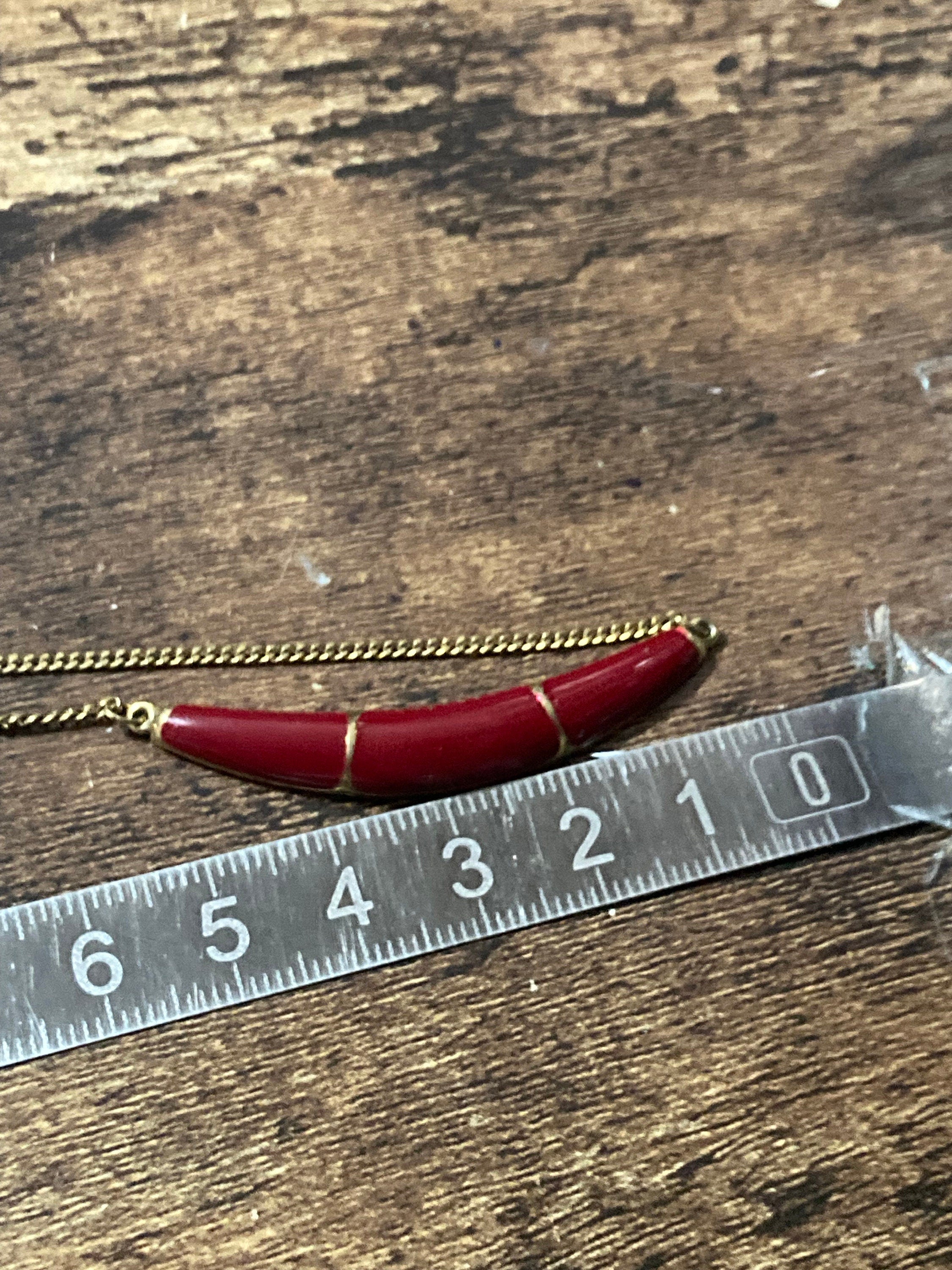 Petite neck 38cm Vintage Red enamel dainty gold tone choker necklace