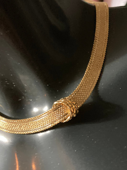 True vintage pristine gold plated ring detail mesh choker collar necklace adj length genuine old shop stock