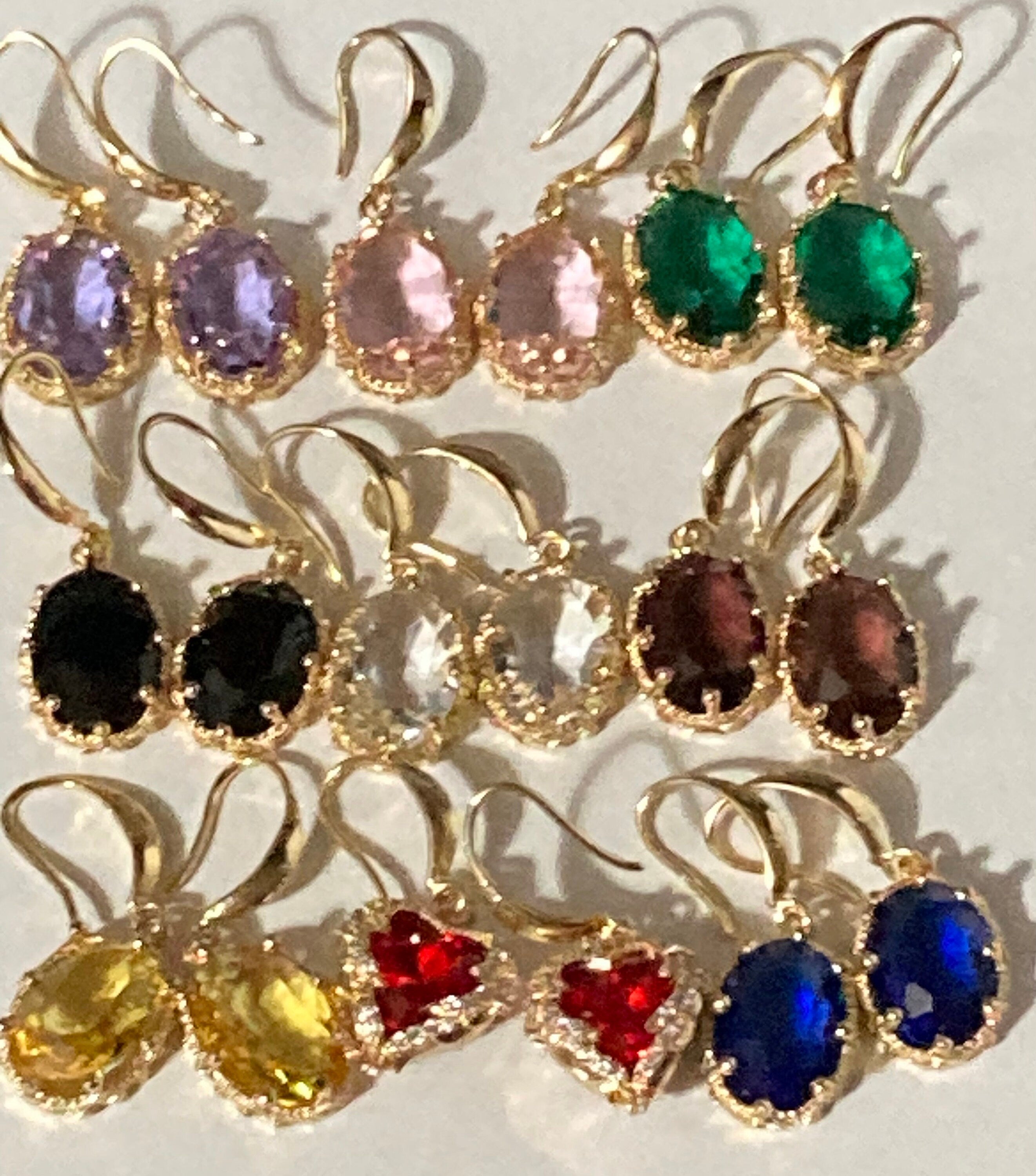 18k gold plated crystal diamanté clear Octagonal drop charm earrings
