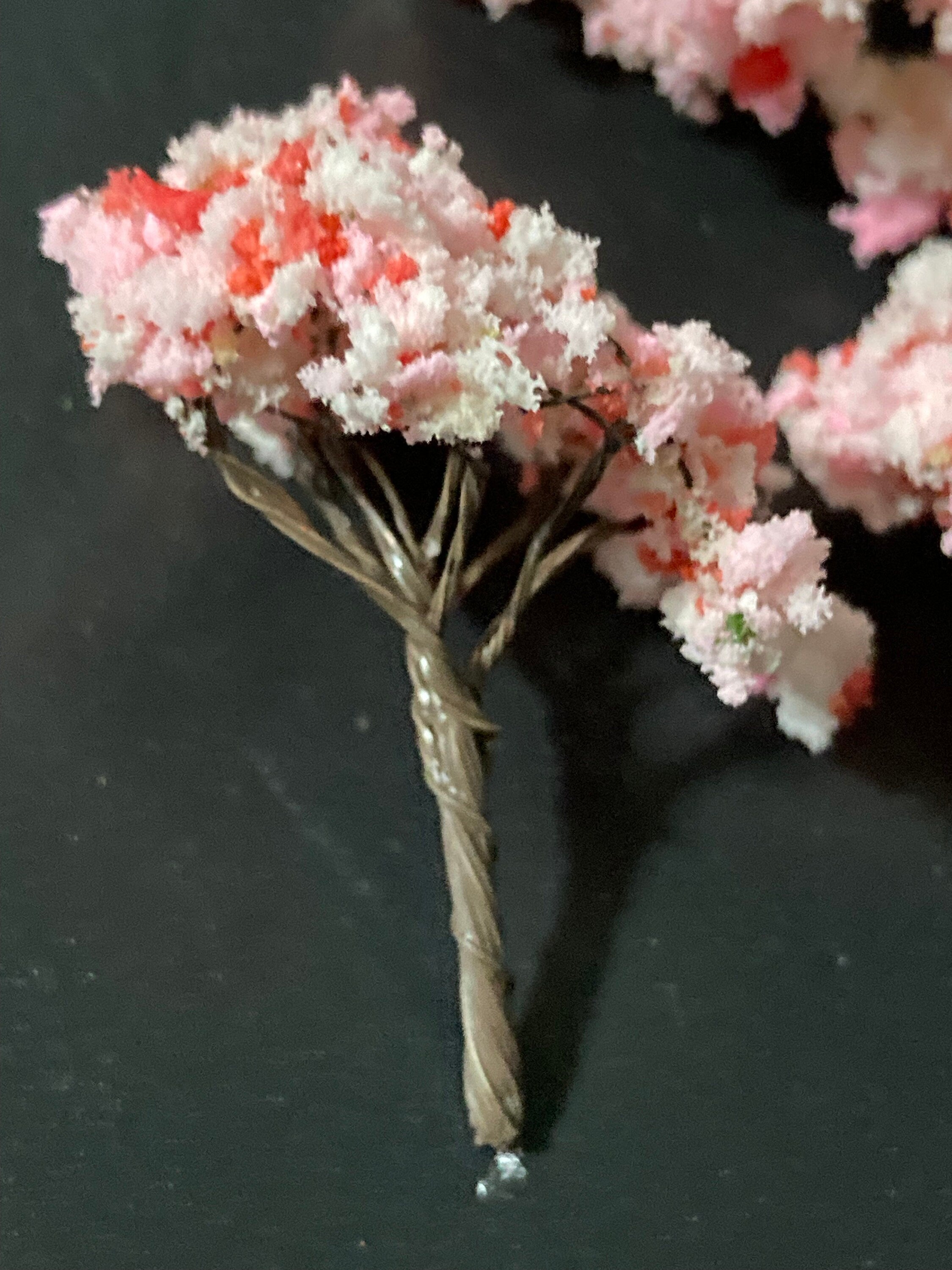 3 pieces 4cm light pink miniature Japanese blossom tree cake toppers micro landscape scenery woodland