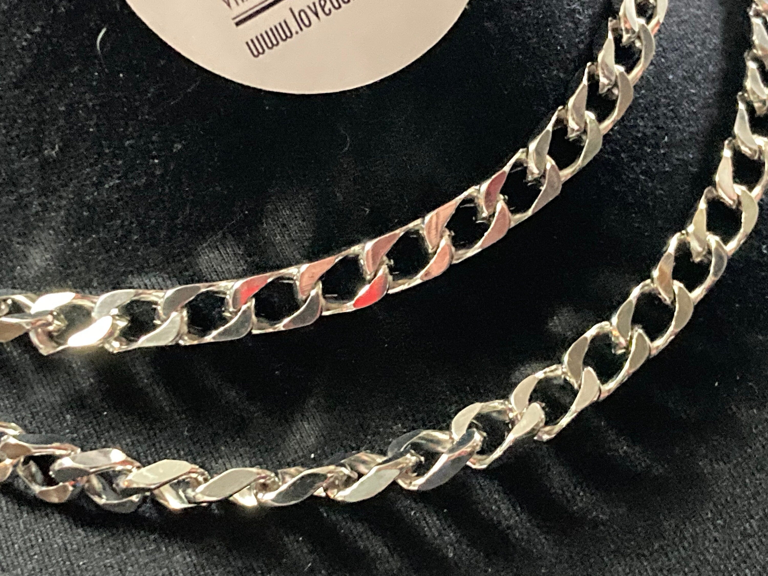 27.5” 91cm long vintage 80s silver plated layering flat curb chain necklace old shop stock