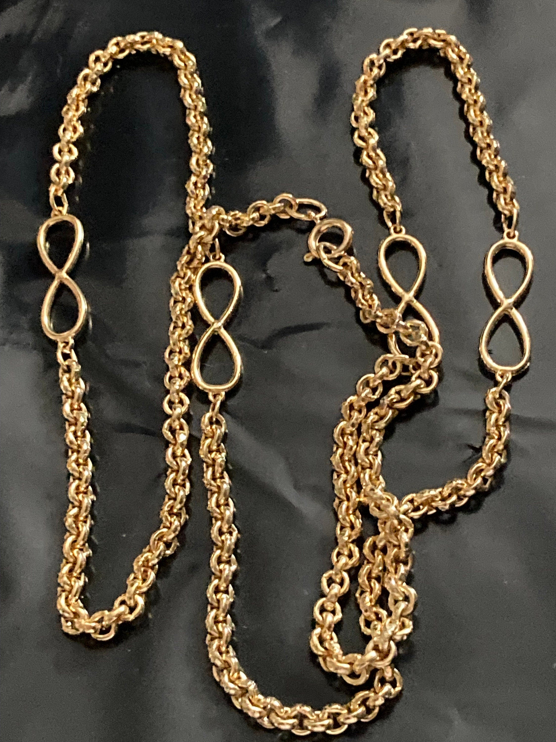 27” 90cm long 1980s thick gold plated fancy link station necklace for layering