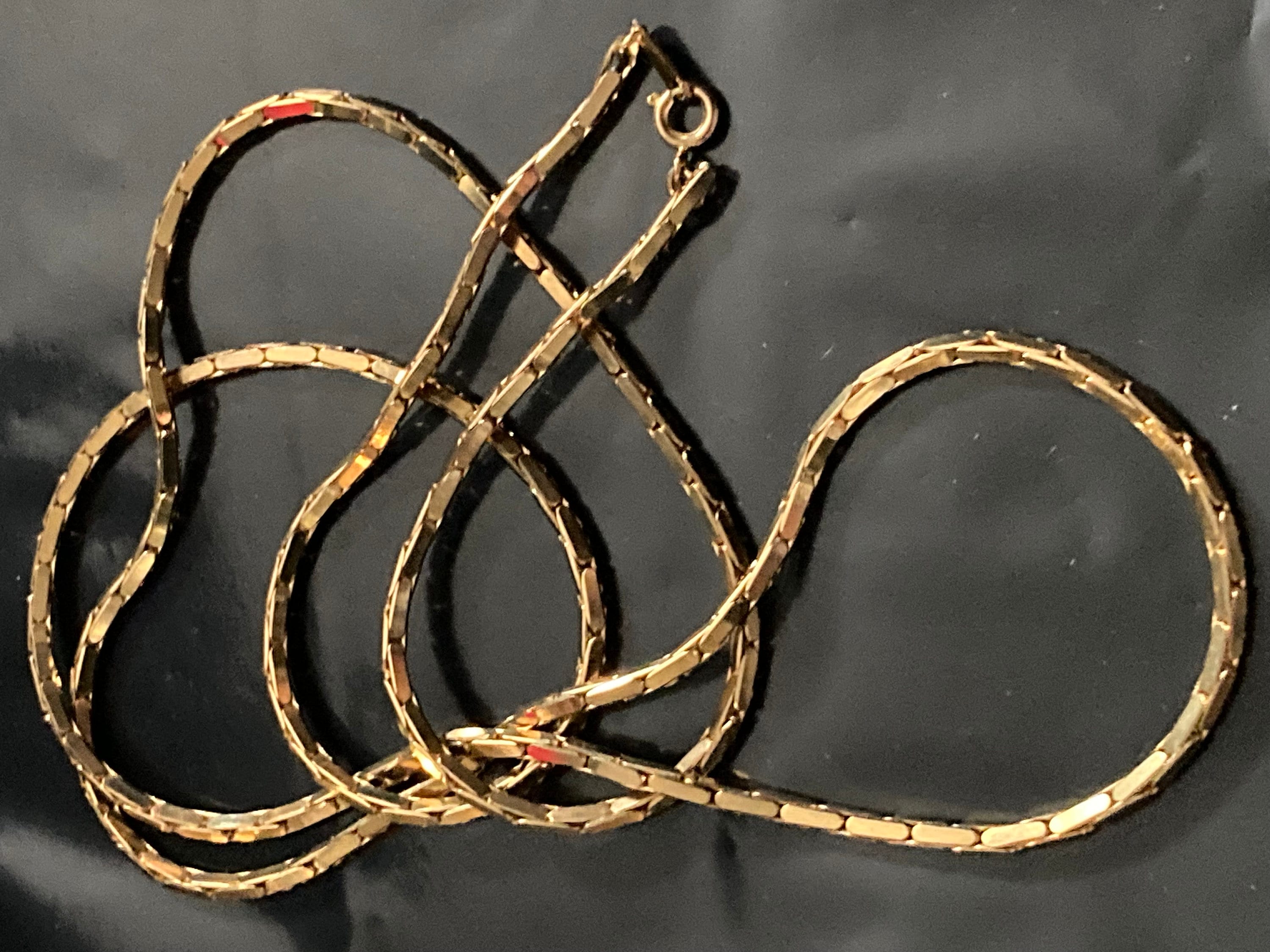 27 inch 90cm long 1980s thick gold plated articulated chain necklace for layering