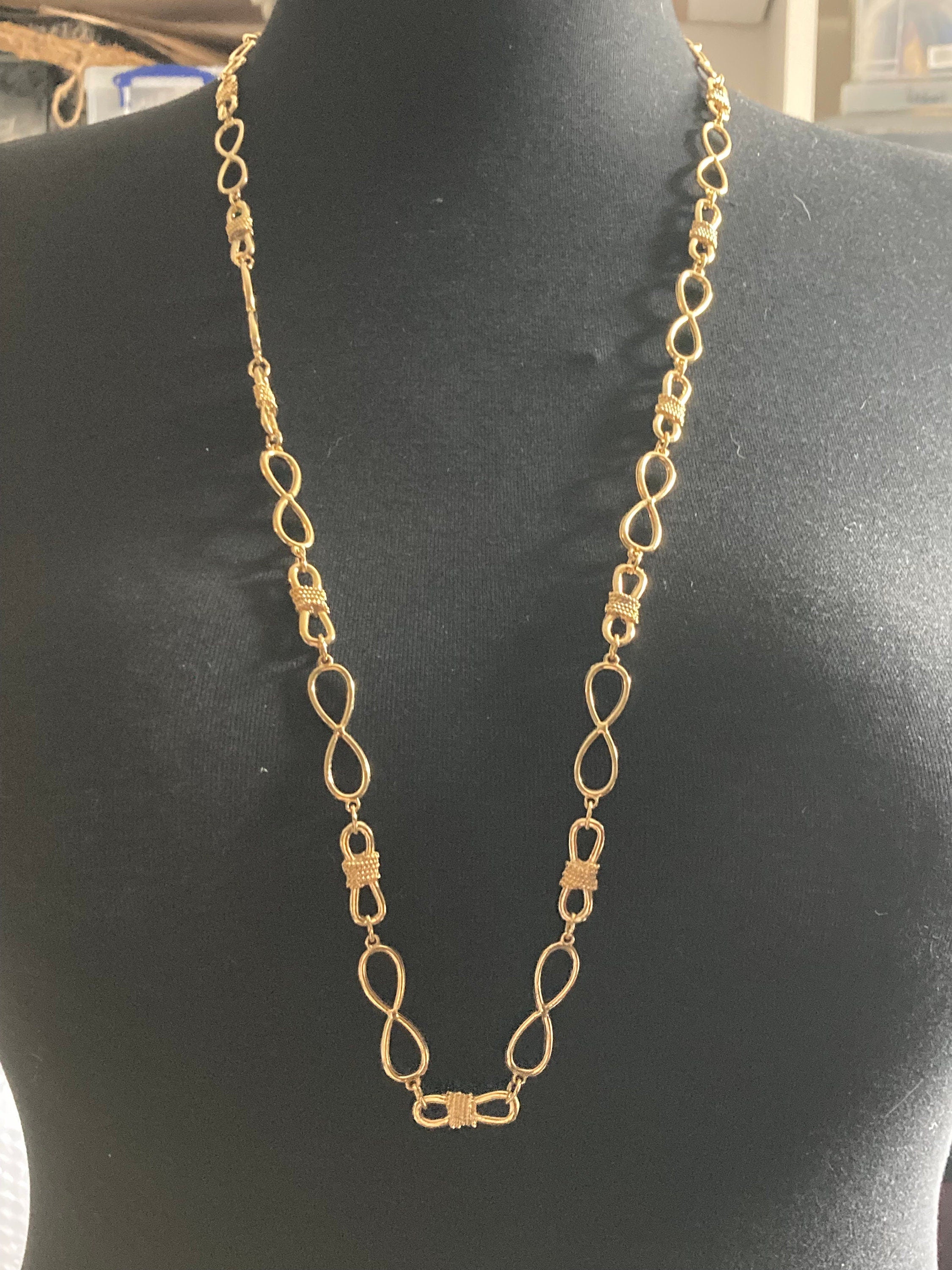18 inch 60cm 1970s gold plated double serpentine chain necklace old shop stock true Vintage pristine