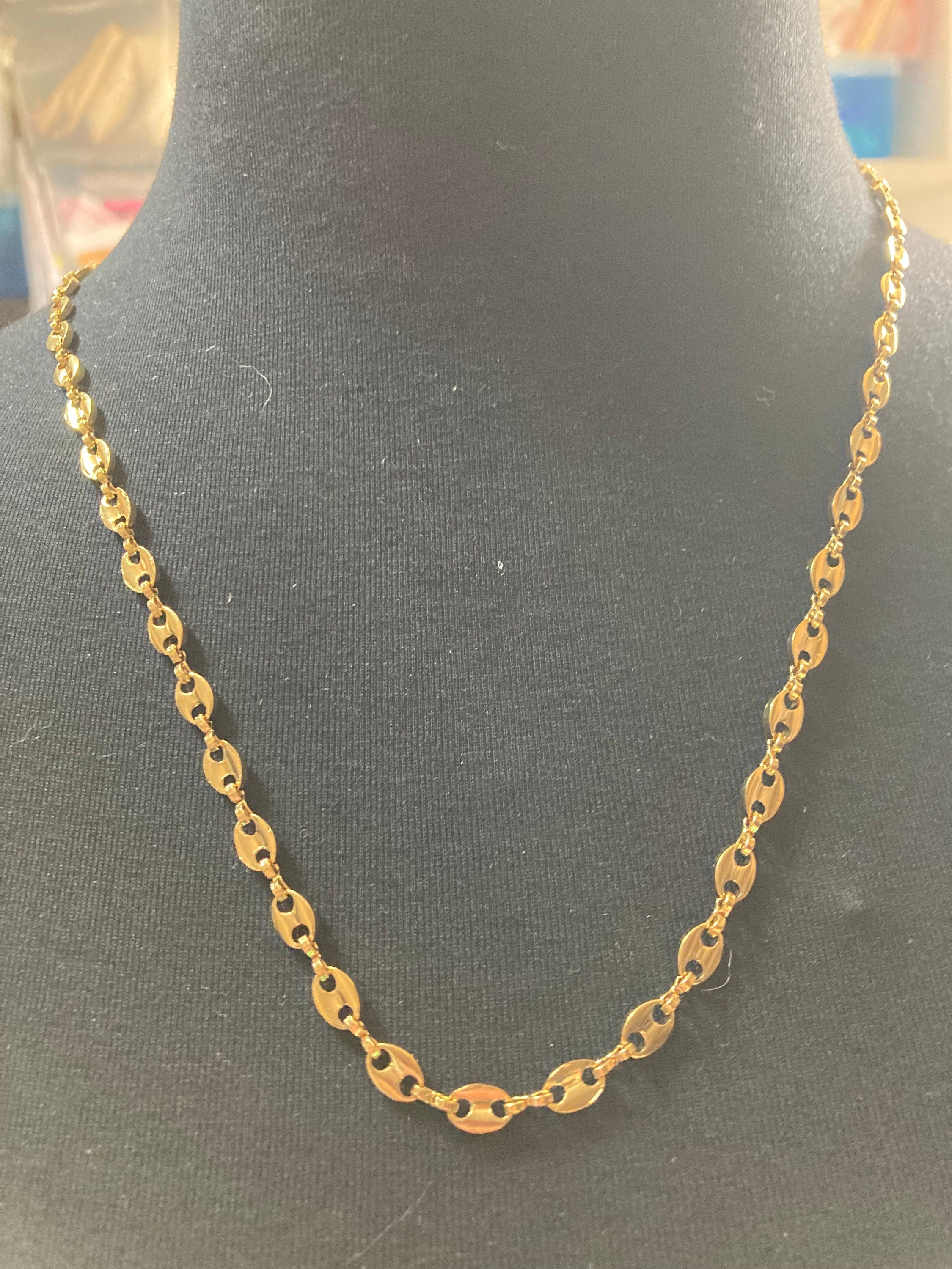 18 inch 60cm 5mm gold plated mariner coffee bean long chain necklace