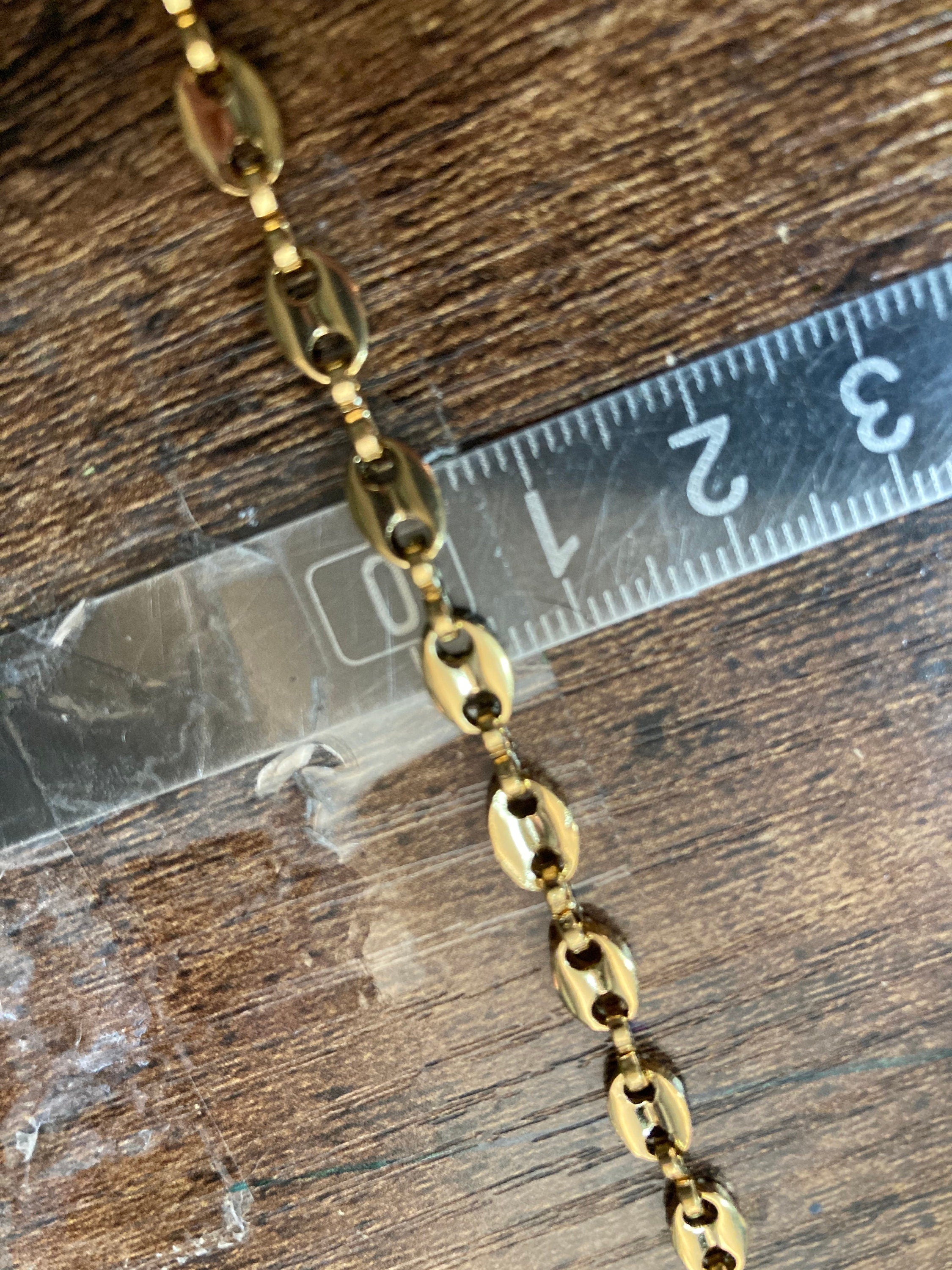 18 inch 60cm 5mm gold plated mariner coffee bean long chain necklace