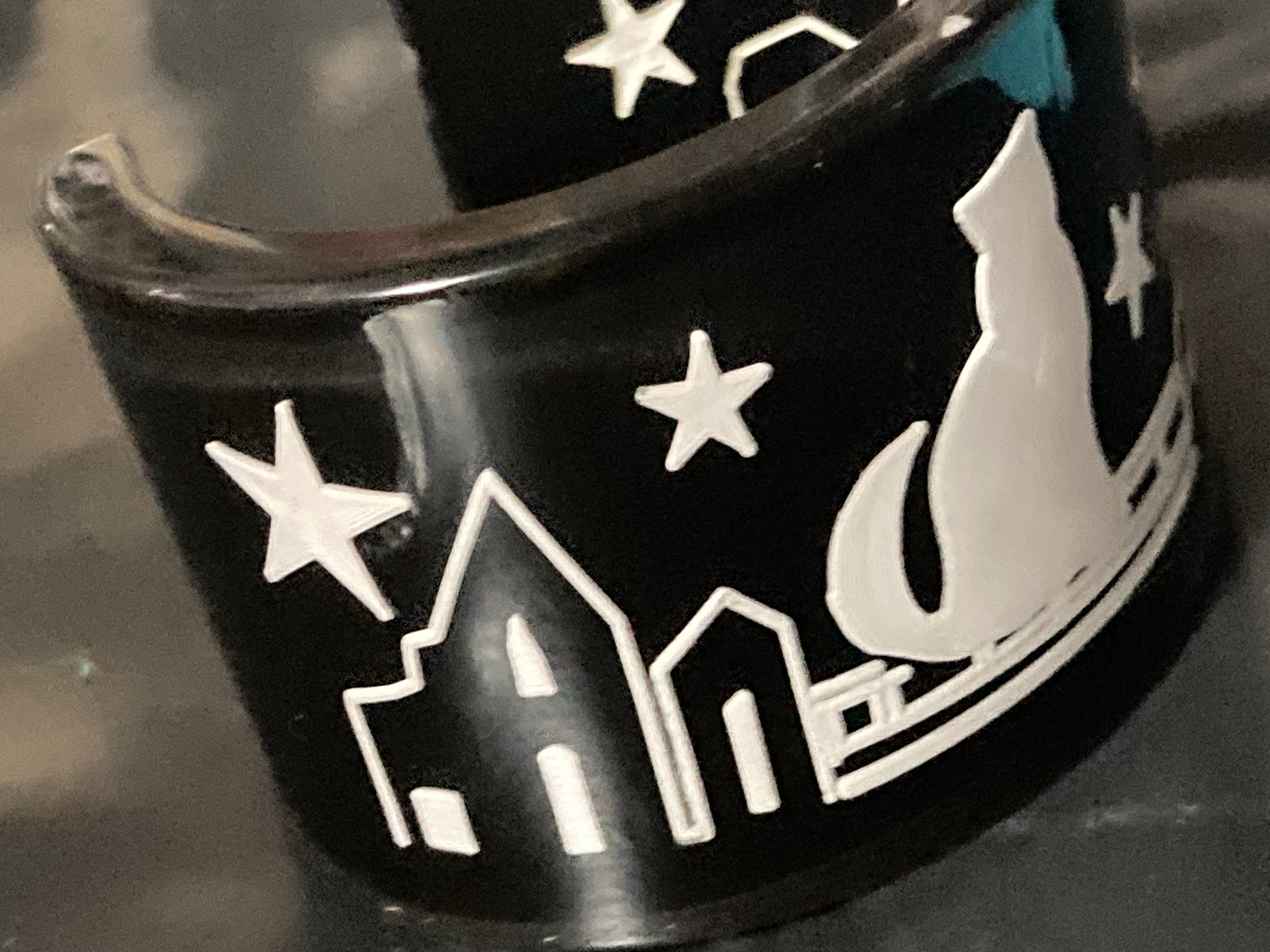 Vintage JMP night cat Jean Marie Poinot designer acrylic black and white cats bangle