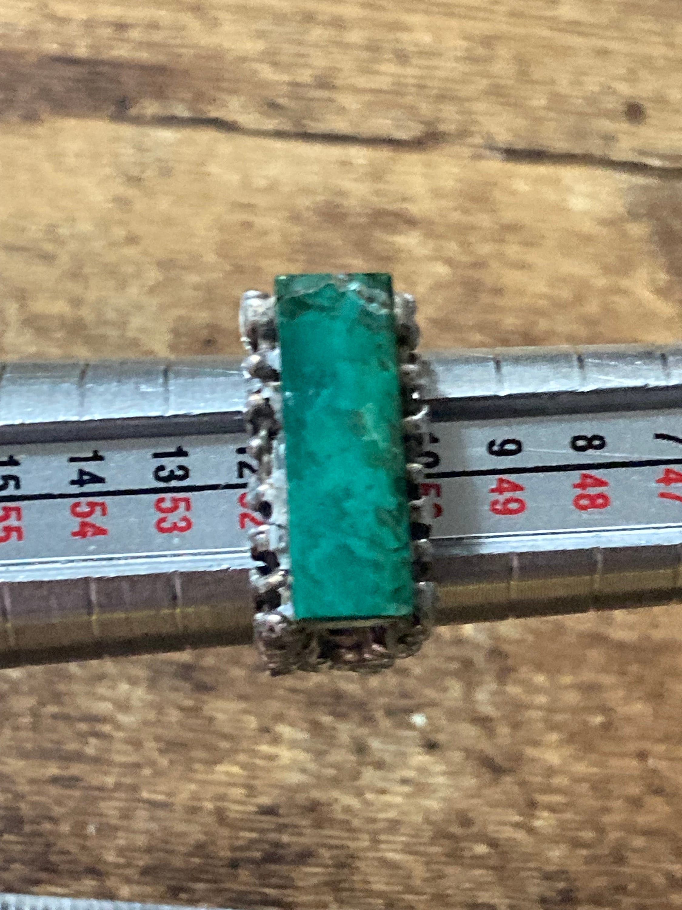 brutalist heavy 925 Sterling silver cast ring with green gemstone adjustable