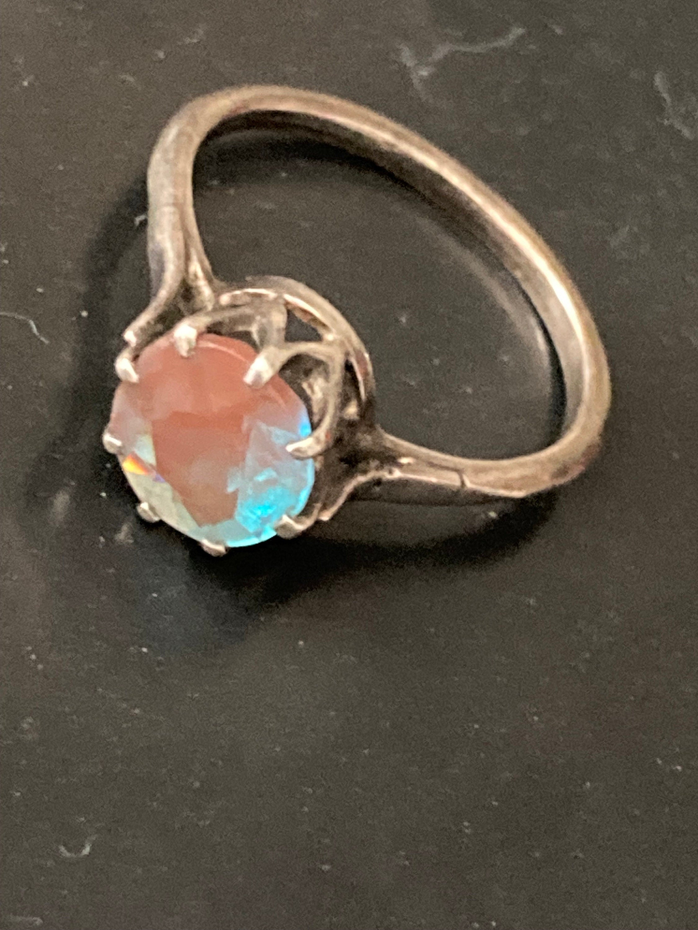 Uk size M antique 7mm saphiret ring gemstone 925 sterling silver 2 grams
