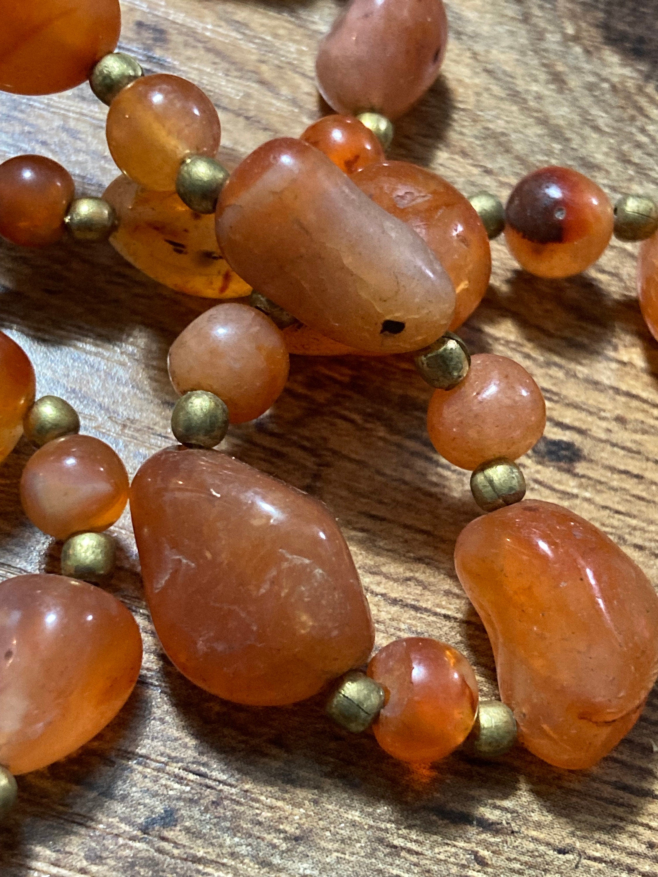 Vintage beaded natural necklace gemstone long bead necklace