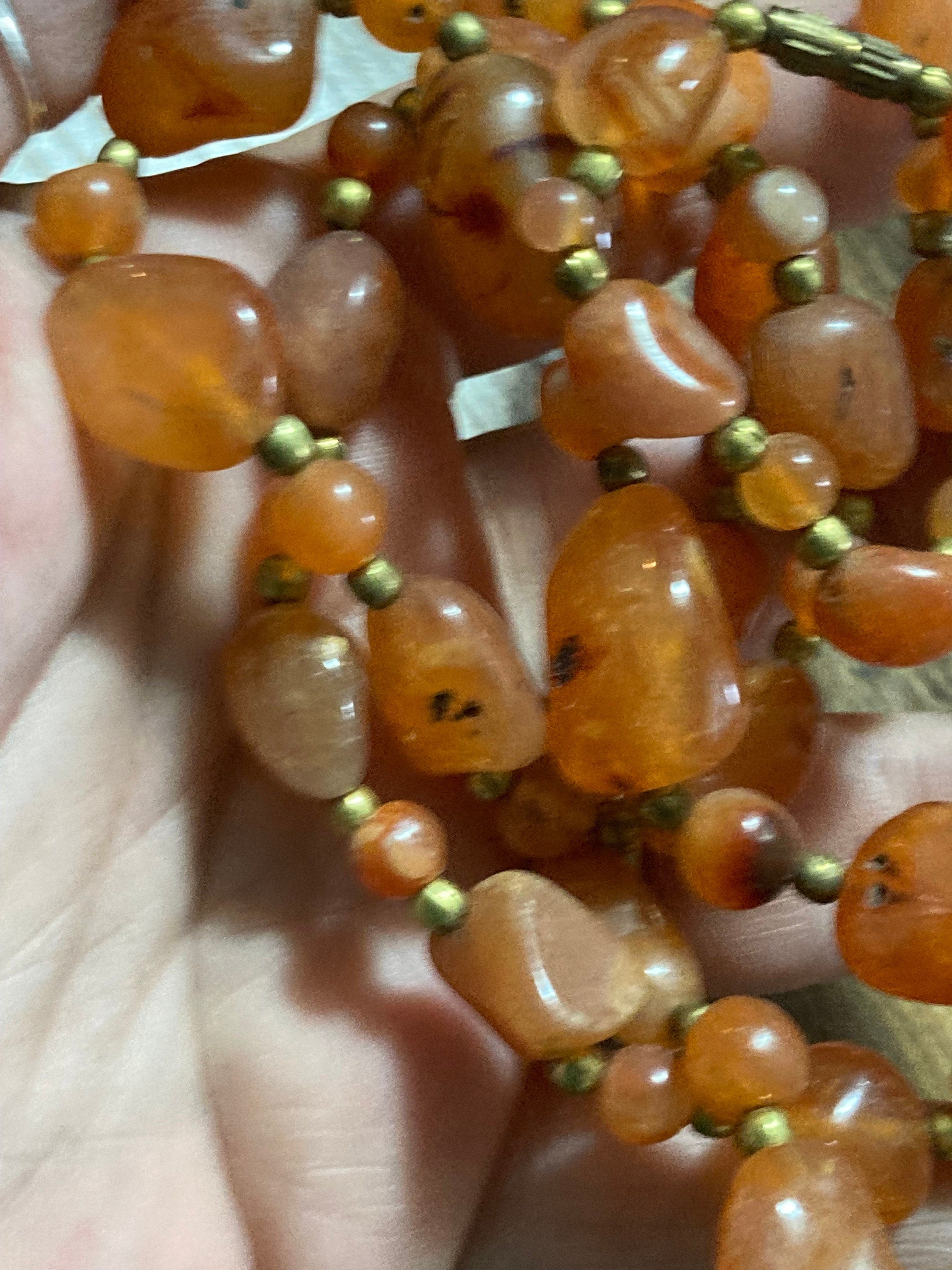 Vintage beaded natural necklace gemstone long bead necklace