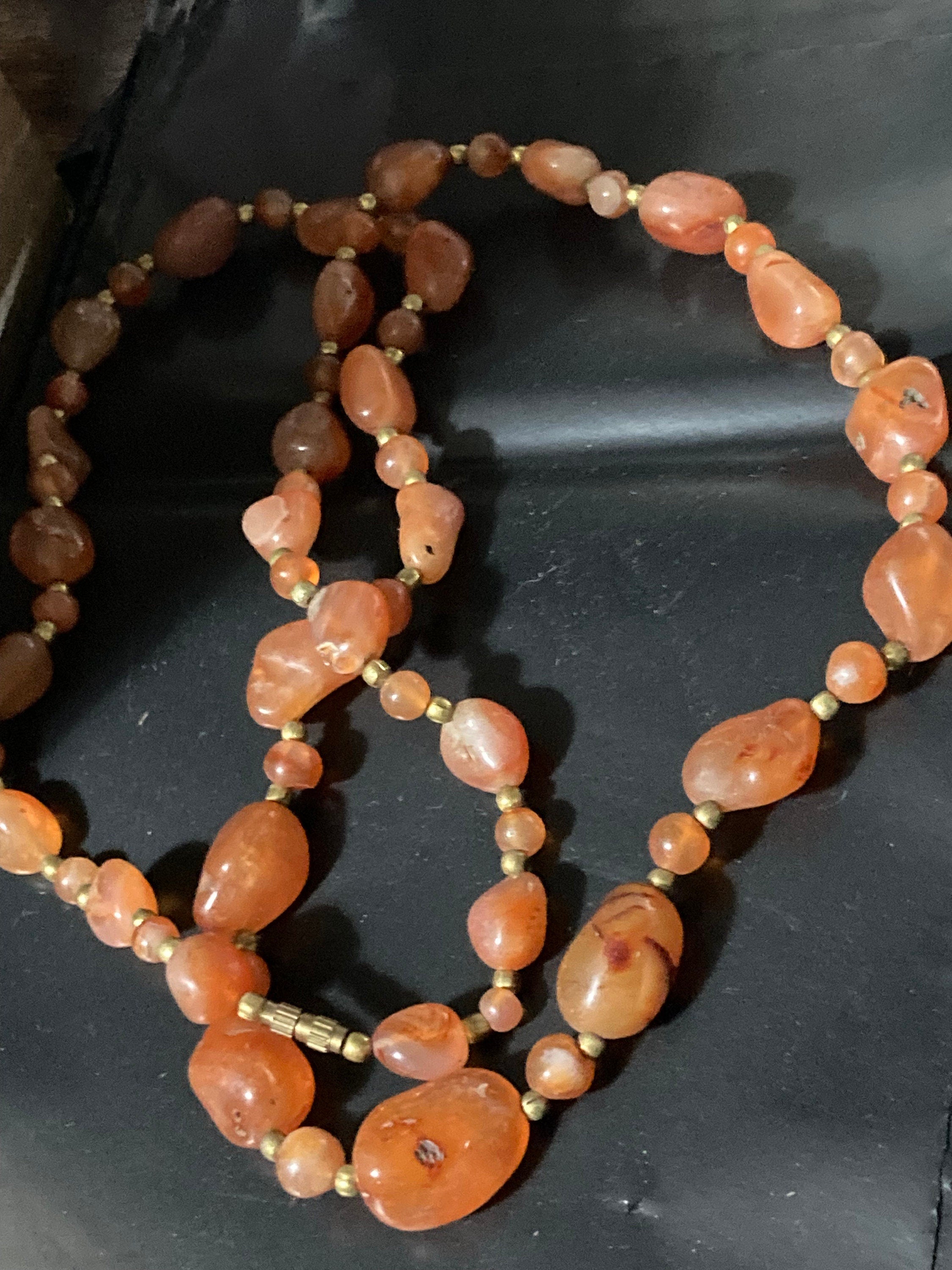 Vintage beaded natural necklace gemstone long bead necklace