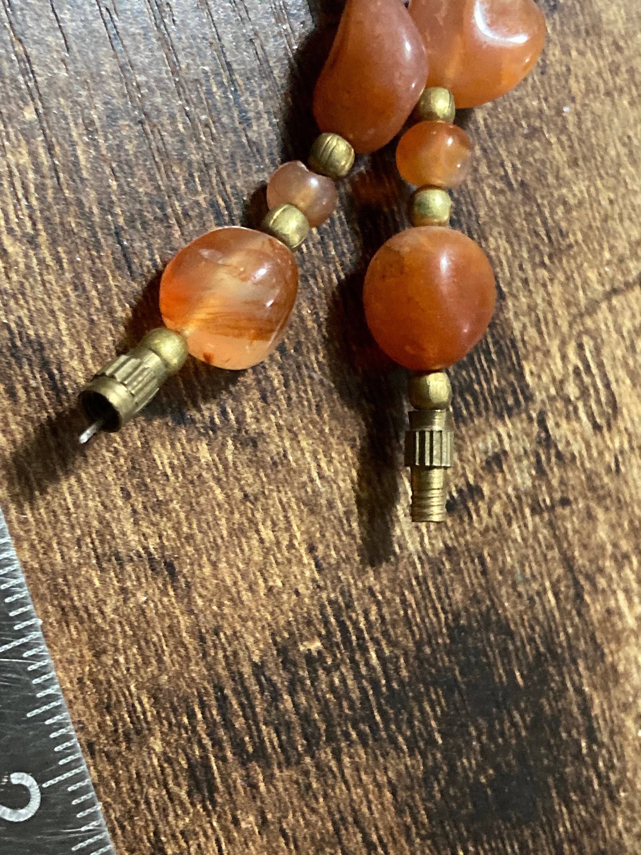 Vintage beaded natural necklace gemstone long bead necklace
