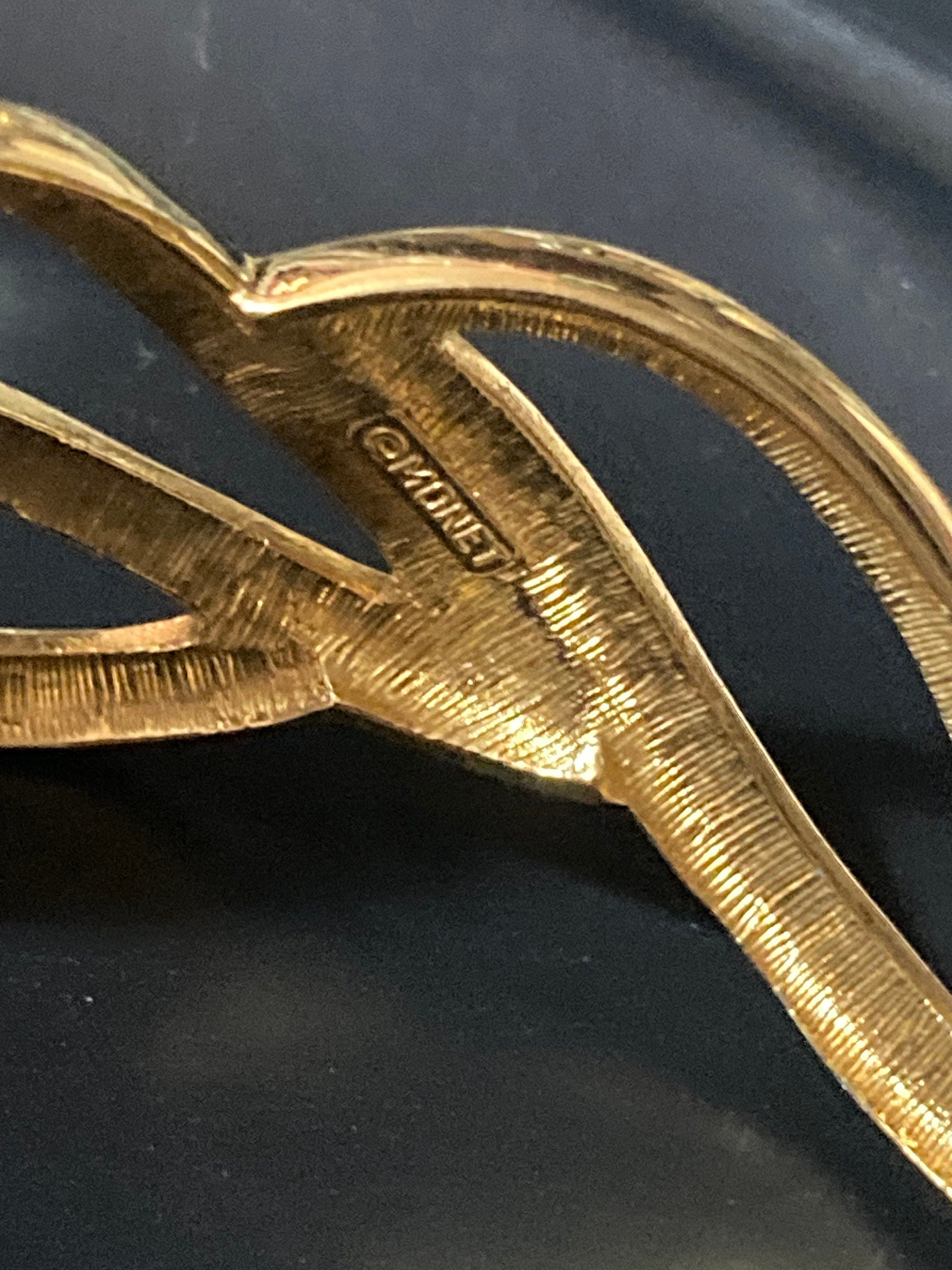 designer MONET signed gold tone wide crystal diamanté set high end clamper bangle bracelet gold tone