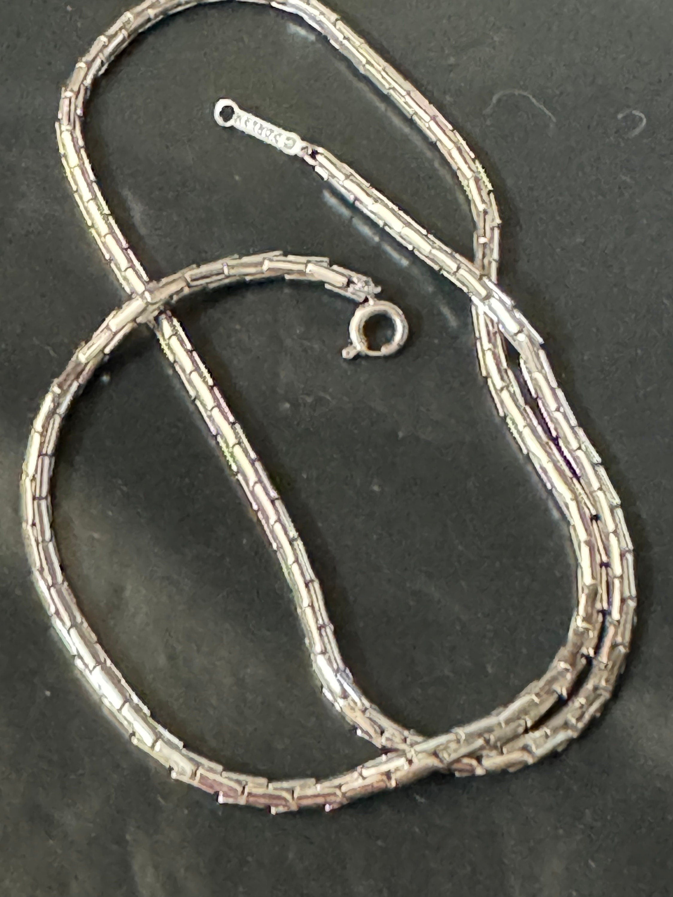 Signed d’orlan designer long 48cm silver plated chain necklace