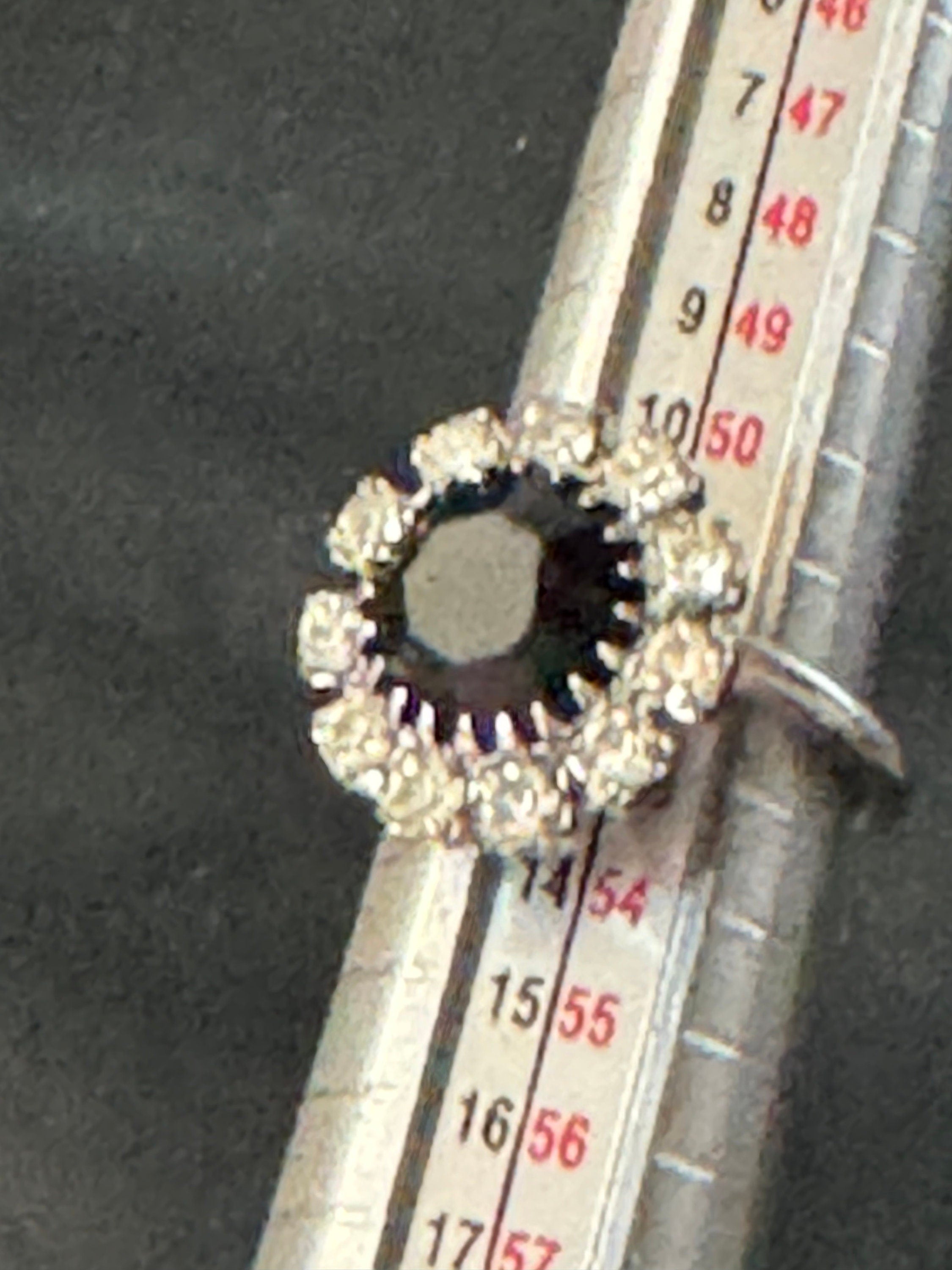 Signed sarah Coventry Silver tone black and clear crystal rhinestone adjustable cocktail ring size M N O