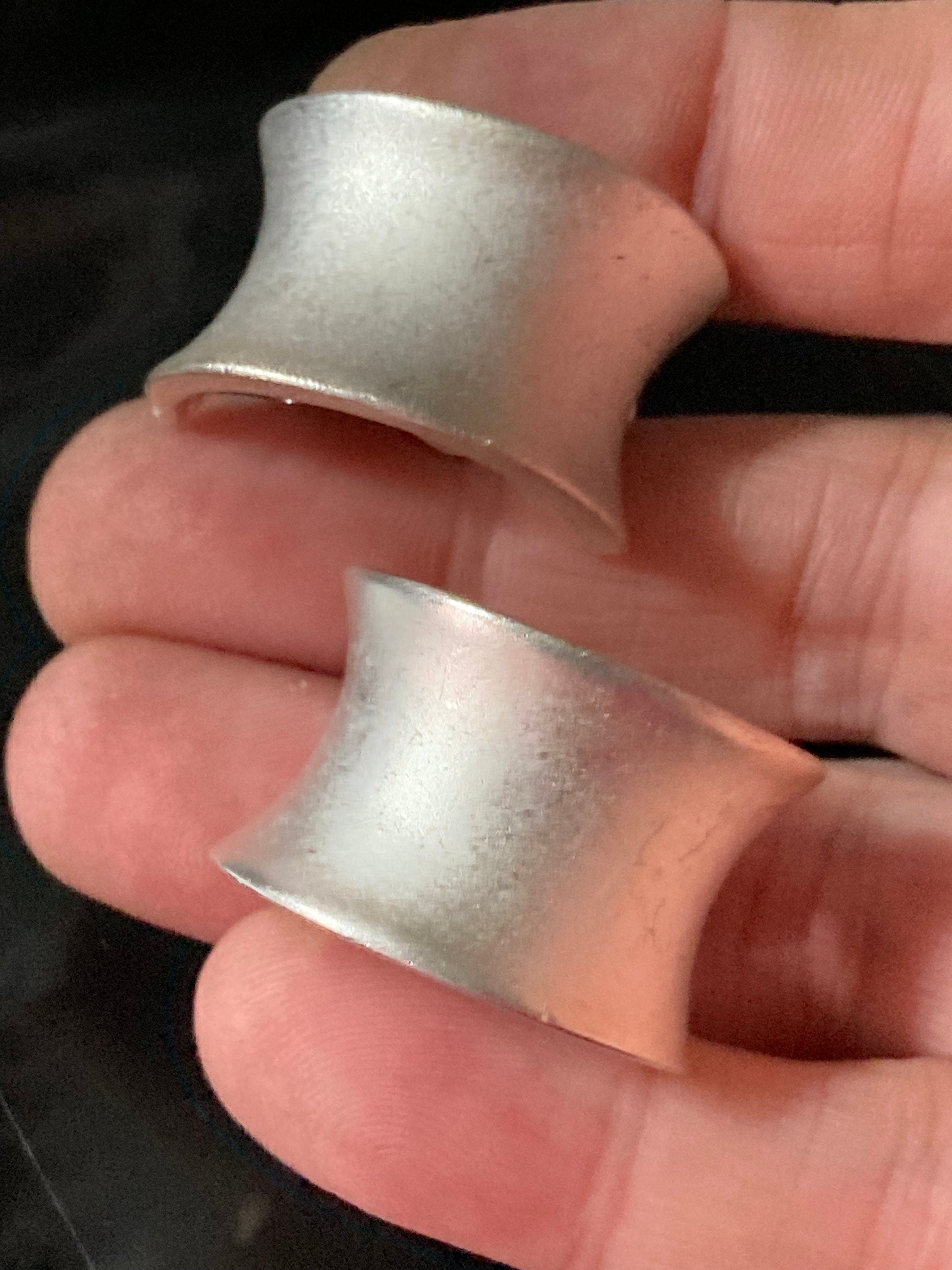 True vintage pristine Matt Silver plated 3cm half hoop clip on earrings genuine period old shop stock