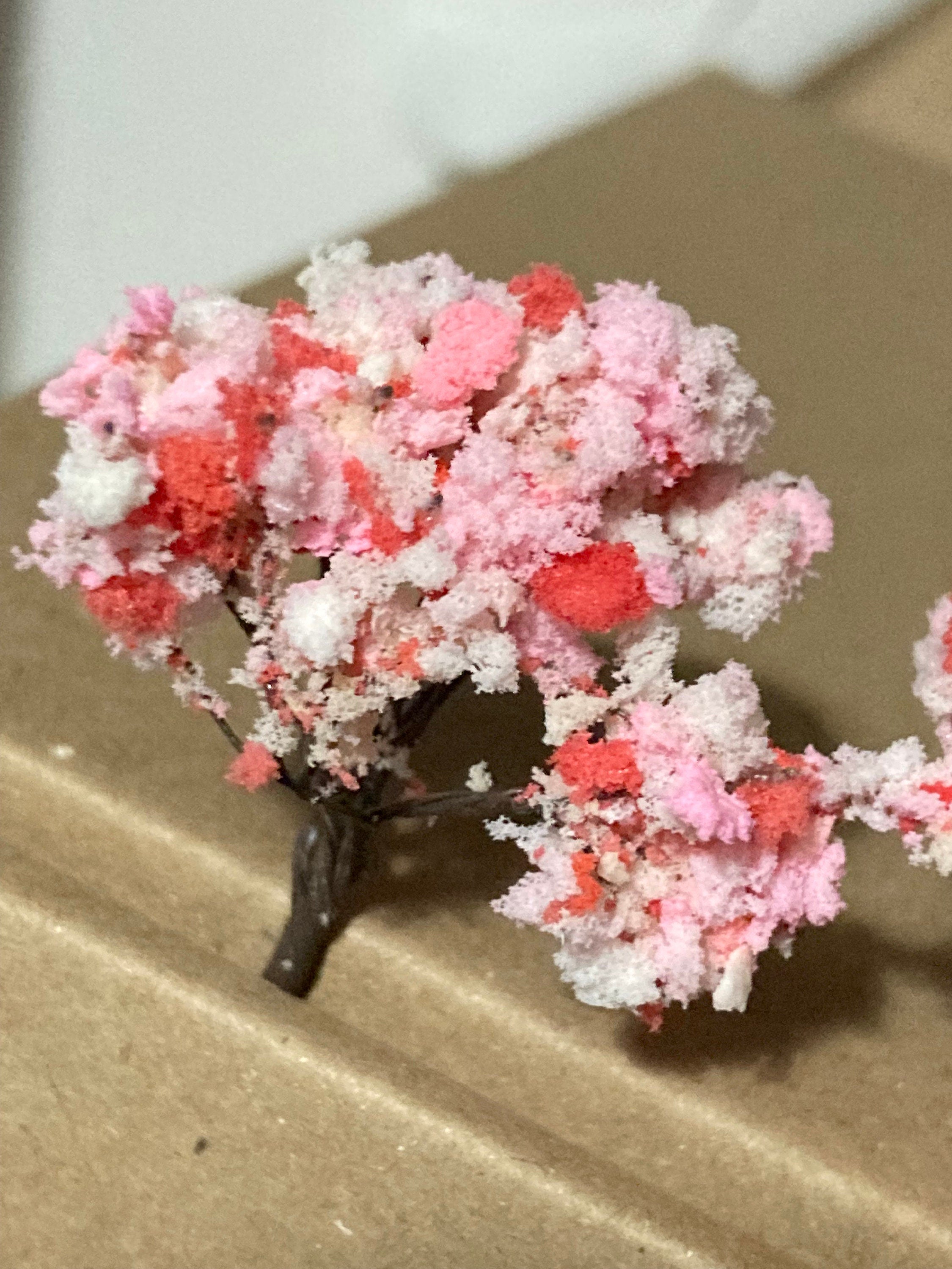 3 pieces 4cm light pink miniature Japanese blossom tree cake toppers micro landscape scenery woodland