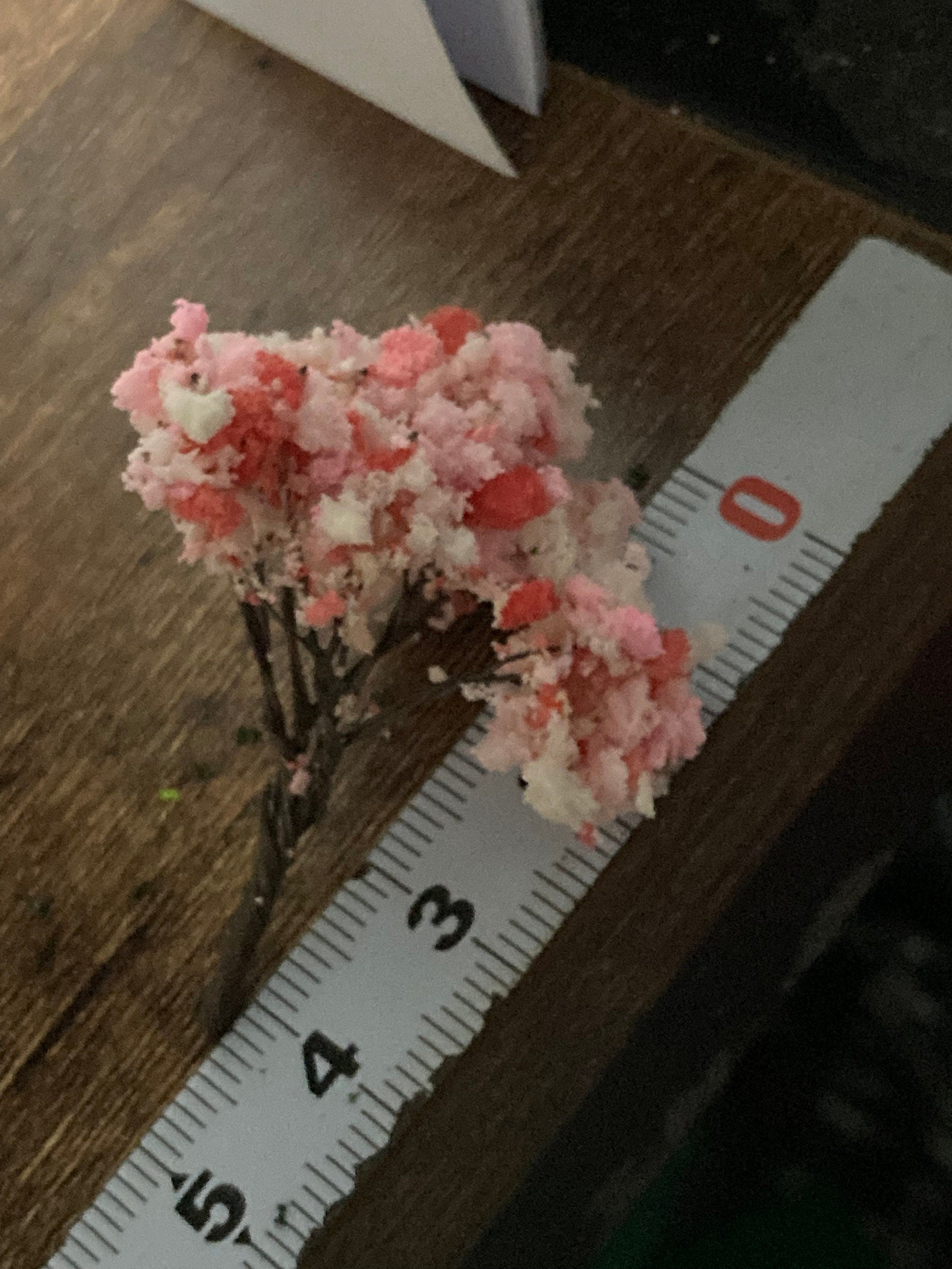 3 pieces 4cm light pink miniature Japanese blossom tree cake toppers micro landscape scenery woodland
