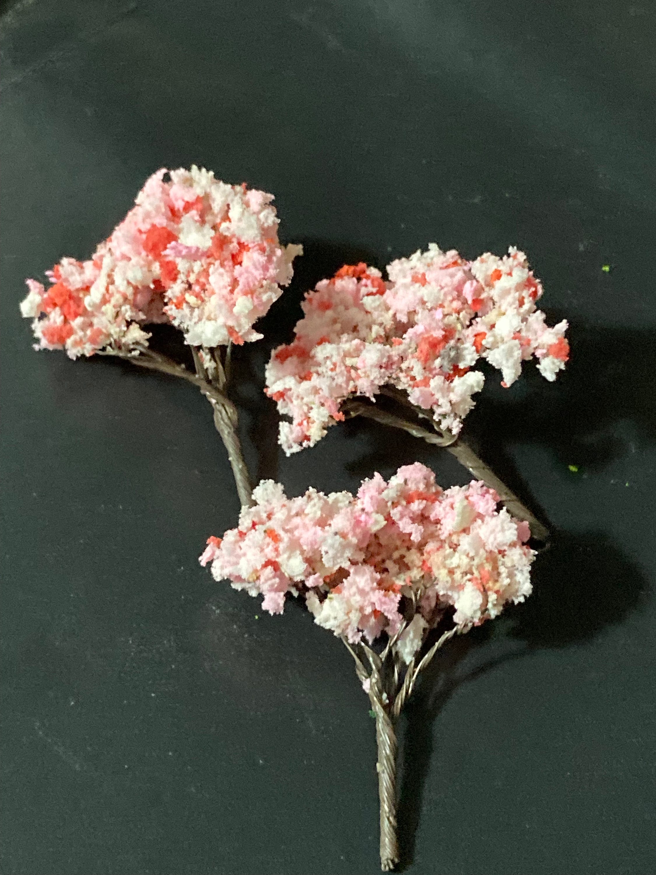 3 pieces 4cm light pink miniature Japanese blossom tree cake toppers micro landscape scenery woodland