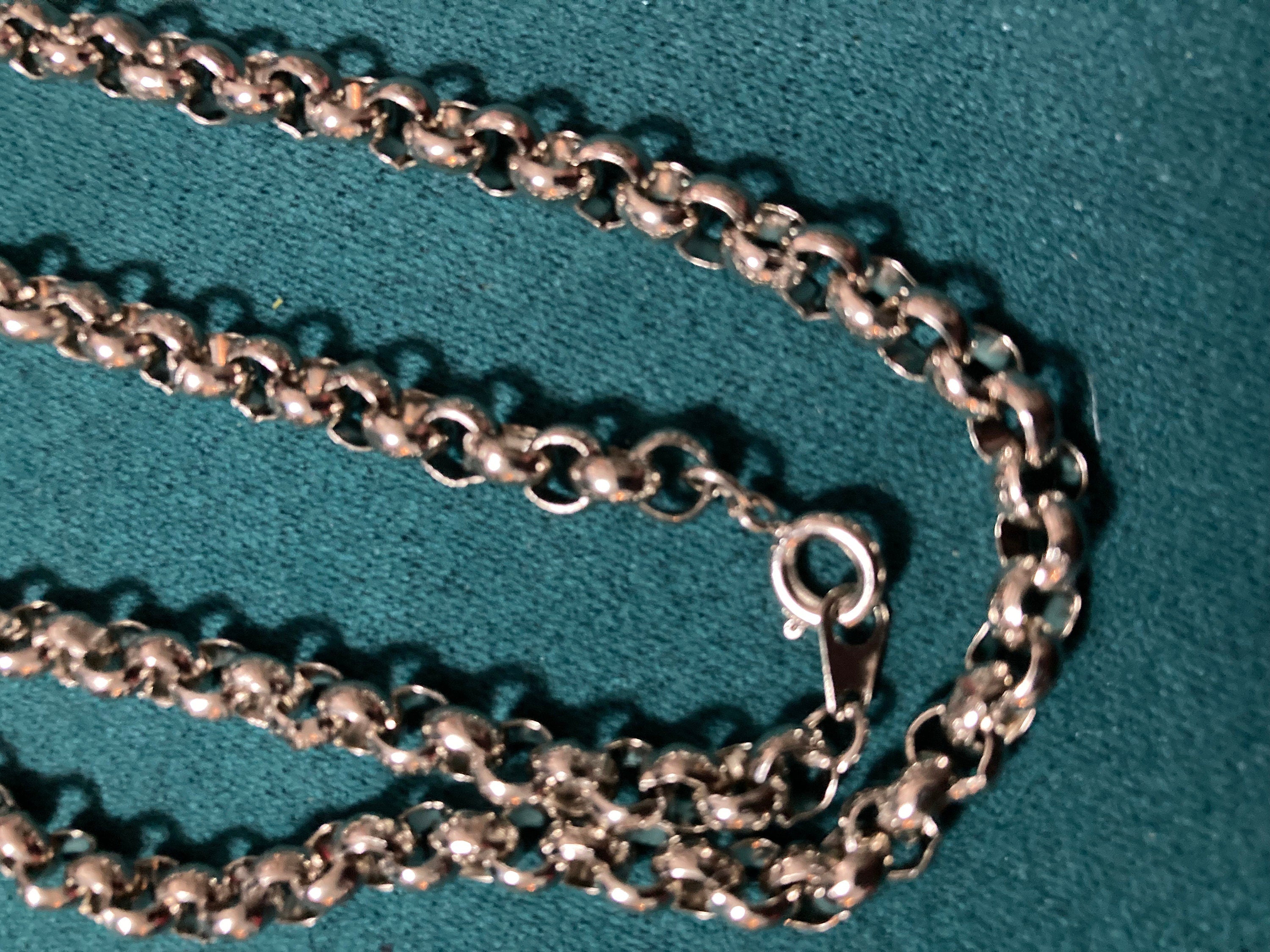 23.5” 60cm long true vintage 80s pristine silver plated layering belcher chain necklace old shop stock