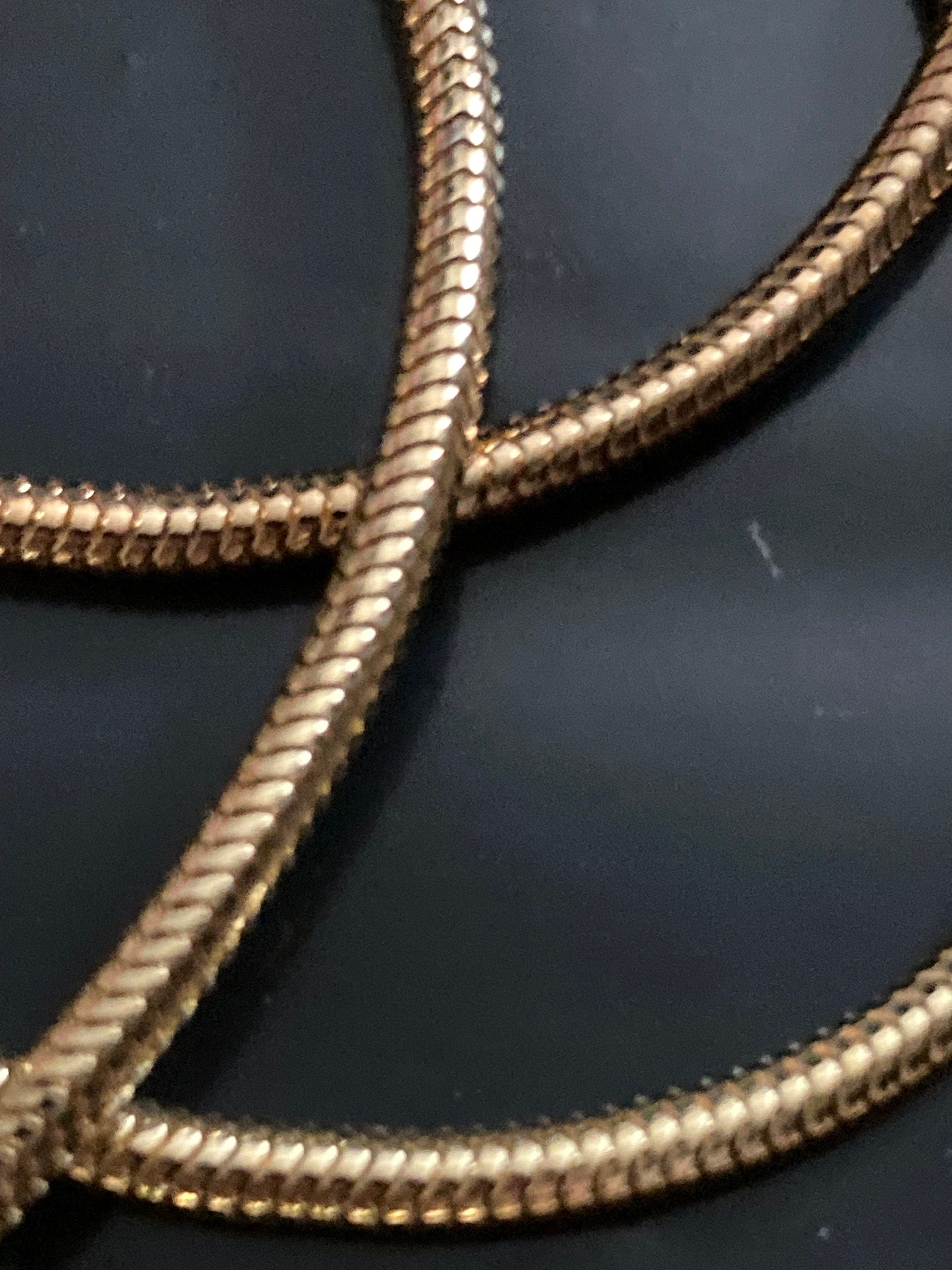 27 inch 90cm long 1980s thick gold plated round snake chain necklace