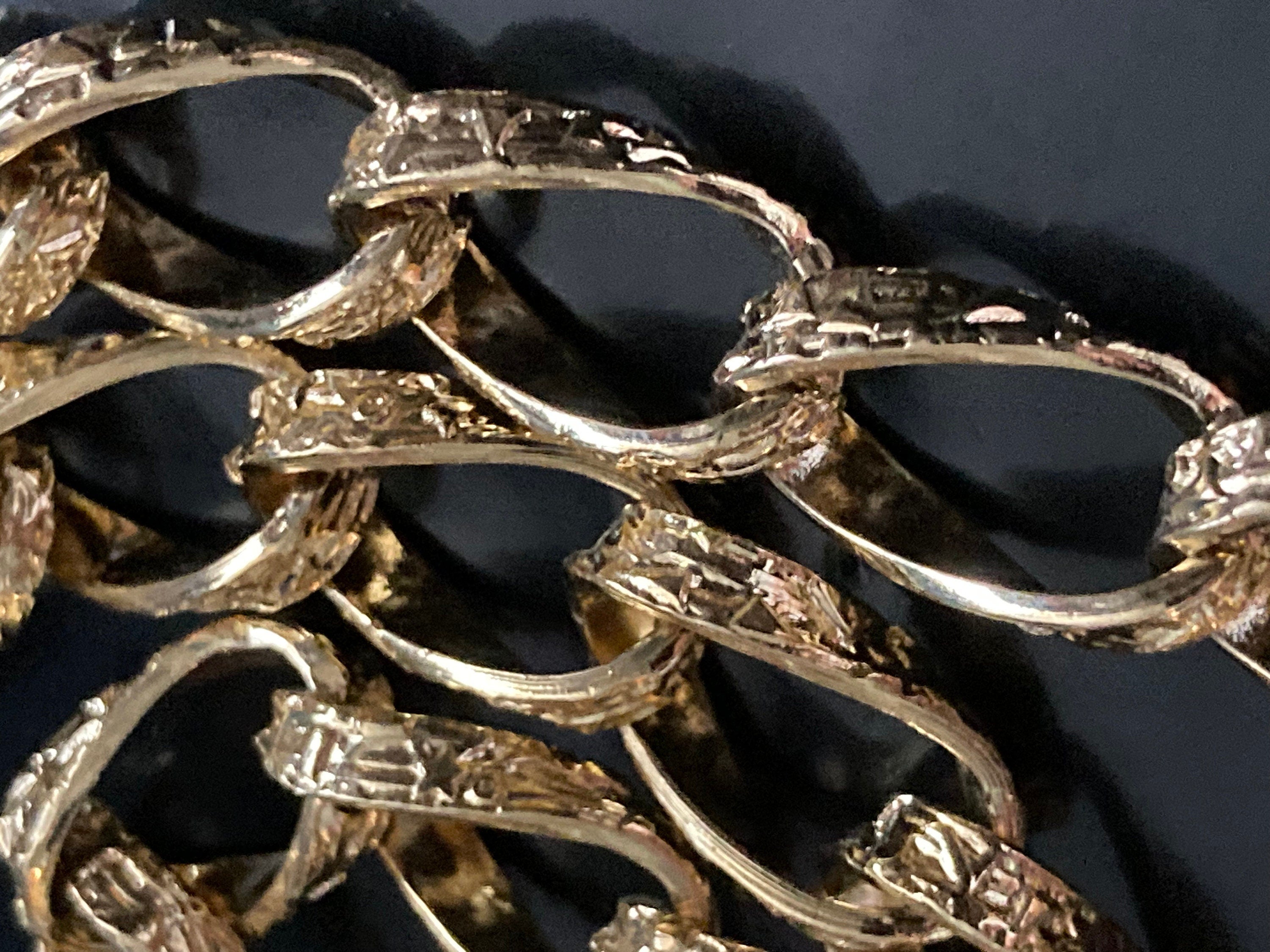 75cm 29.5 inch long 1980s chunky gold plated etched wide fancy link curb chain necklace for layering