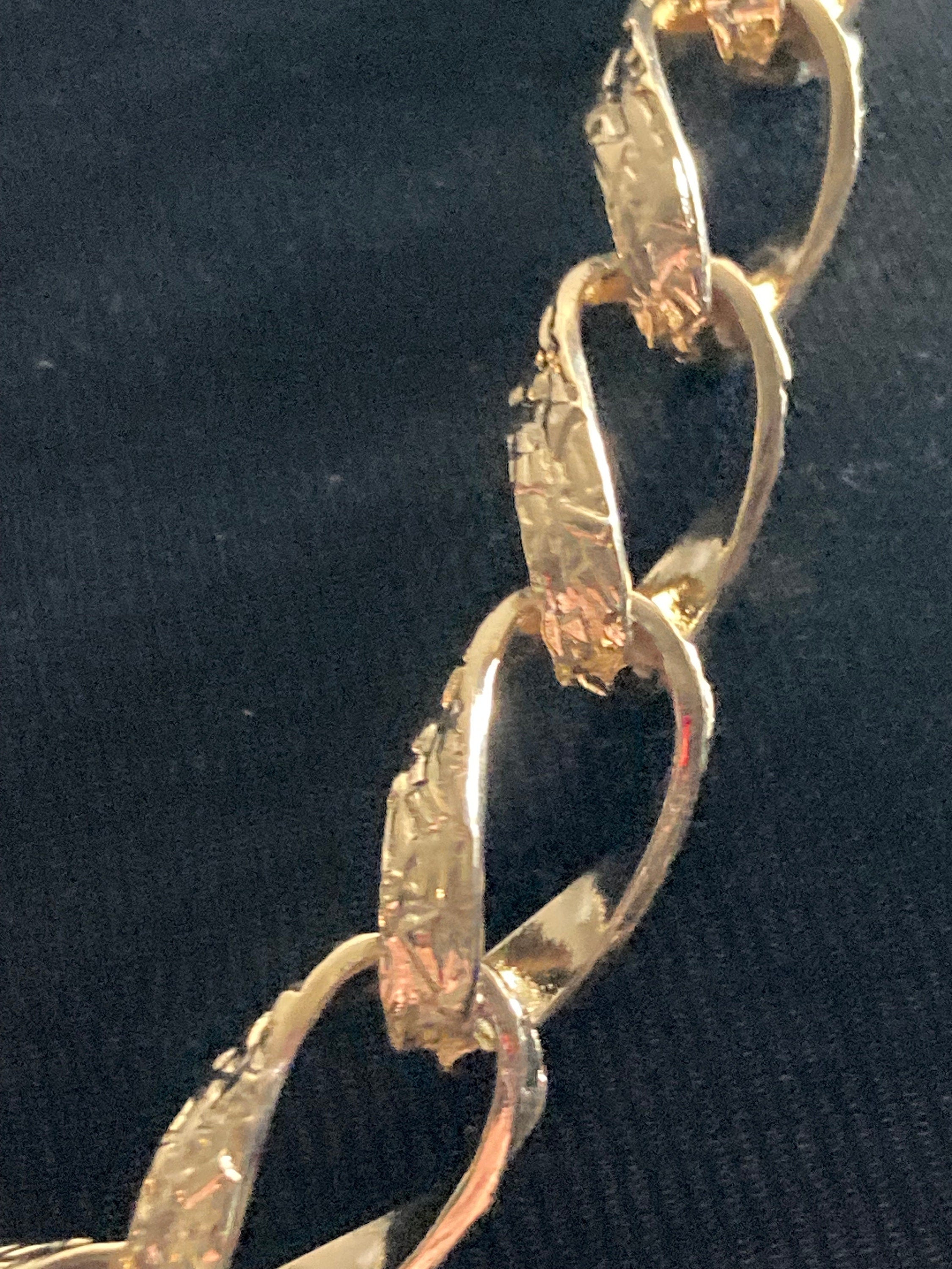 75cm 29.5 inch long 1980s chunky gold plated etched wide fancy link curb chain necklace for layering