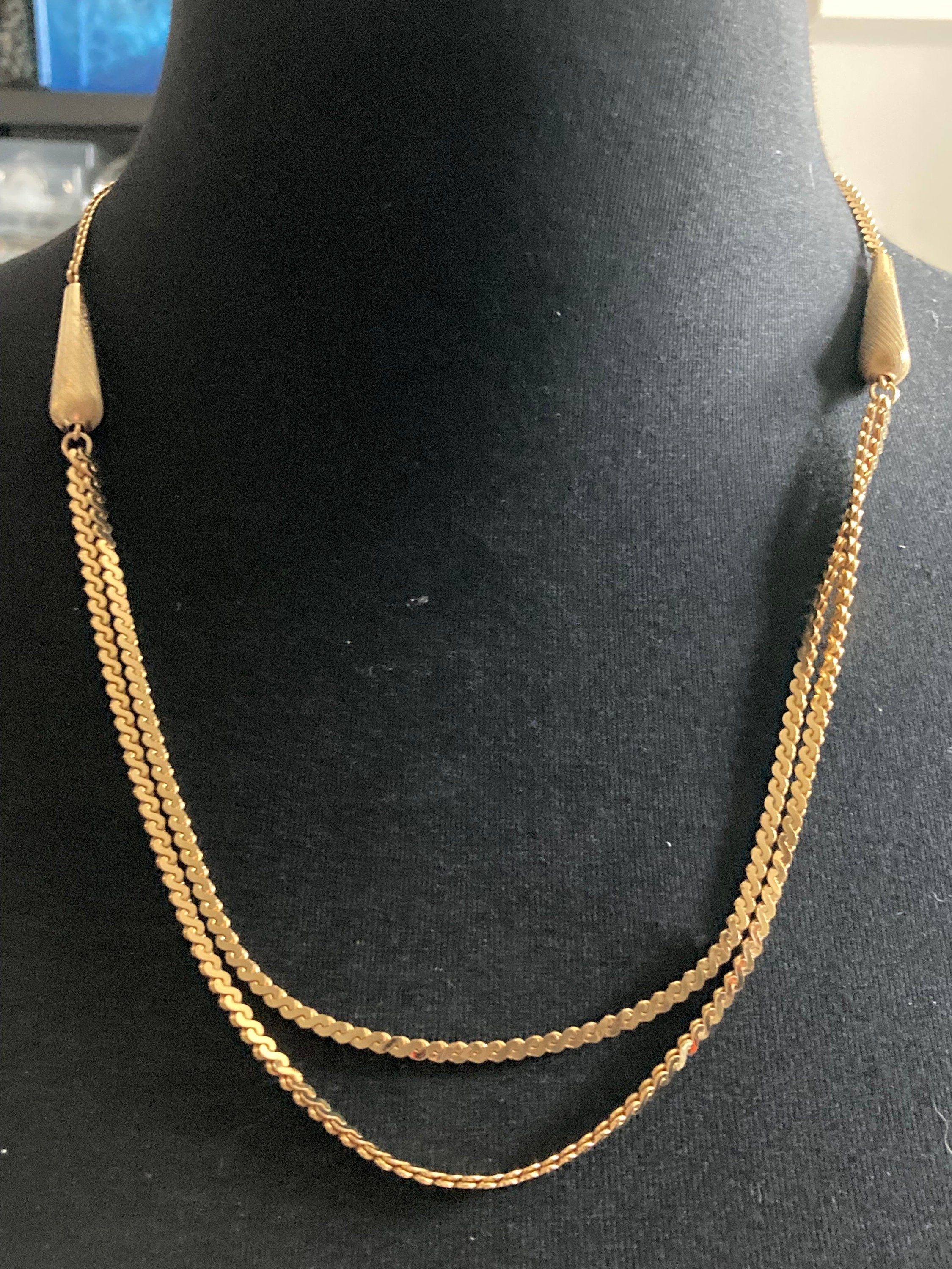 18 inch 60cm 1970s gold plated double serpentine chain necklace old shop stock true Vintage pristine