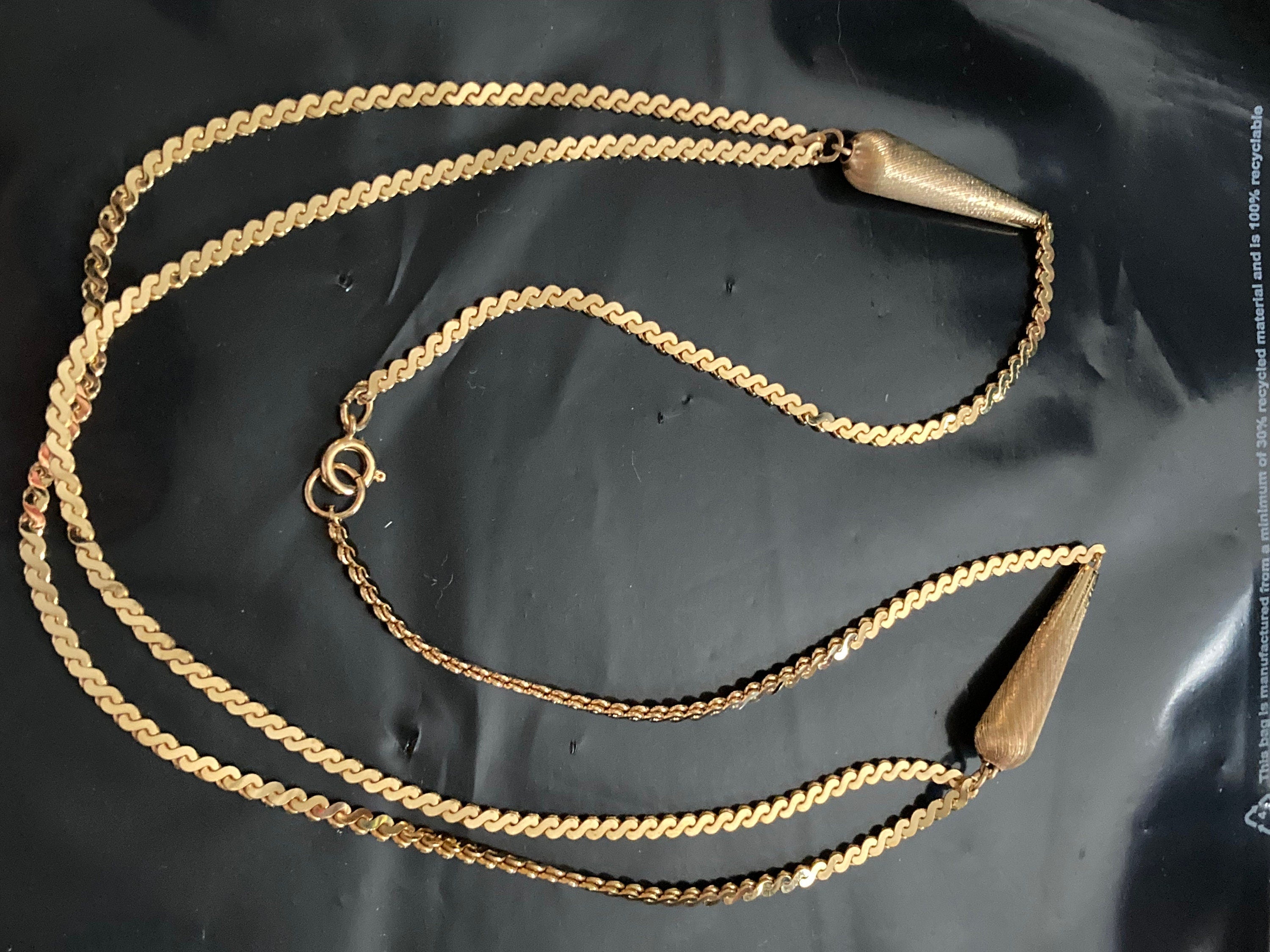 18 inch 60cm 1970s gold plated double serpentine chain necklace old shop stock true Vintage pristine