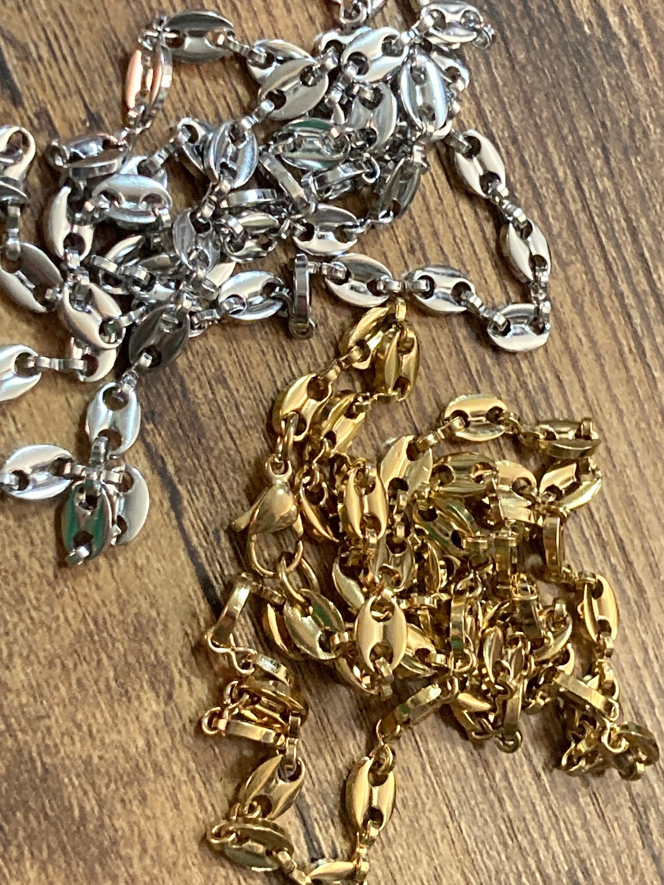 18 inch 60cm 5mm gold plated mariner coffee bean long chain necklace