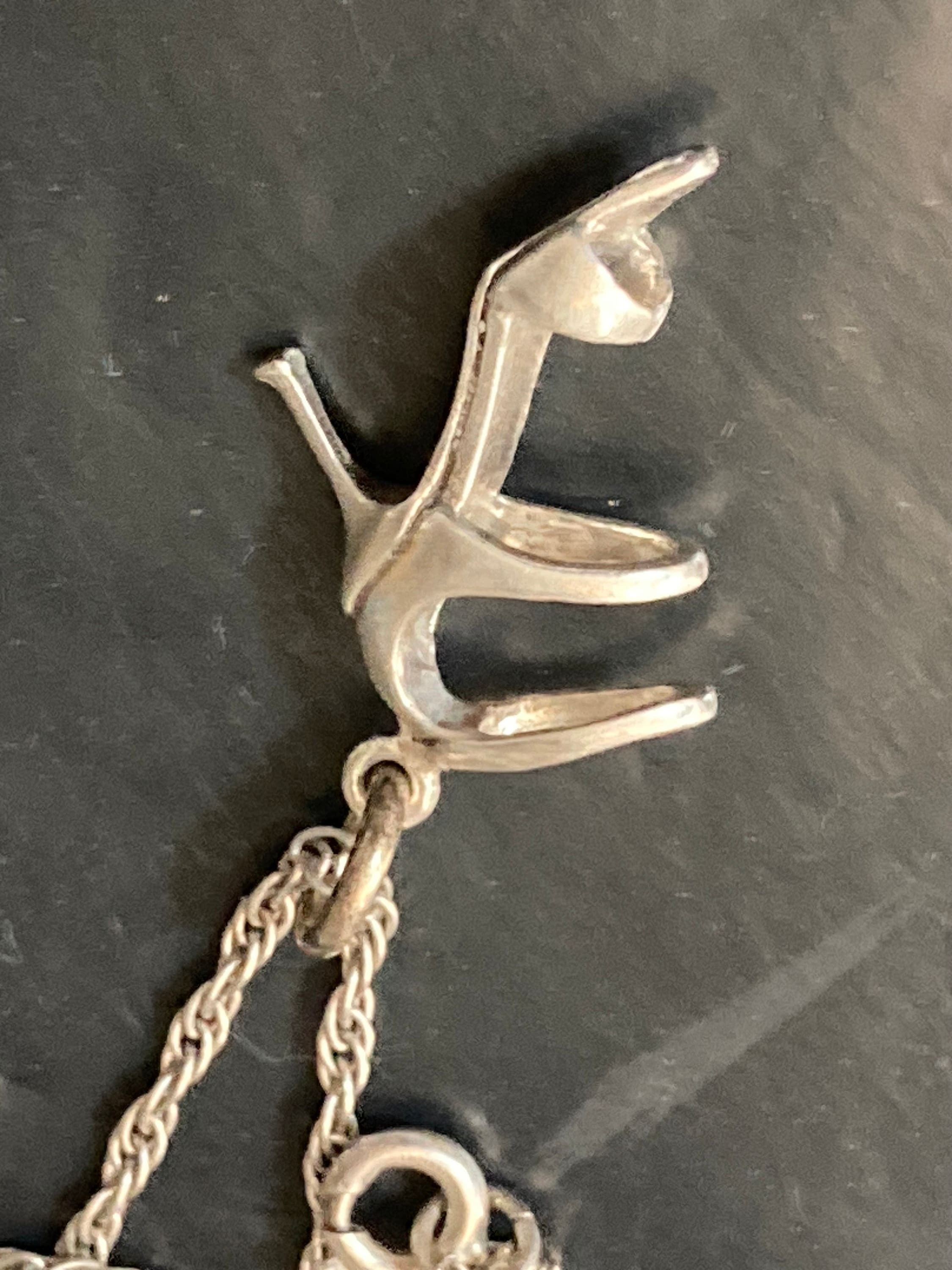 Novelty ladies stiletto shoe pendant sterling 925 silver on 47cm rope chain necklace