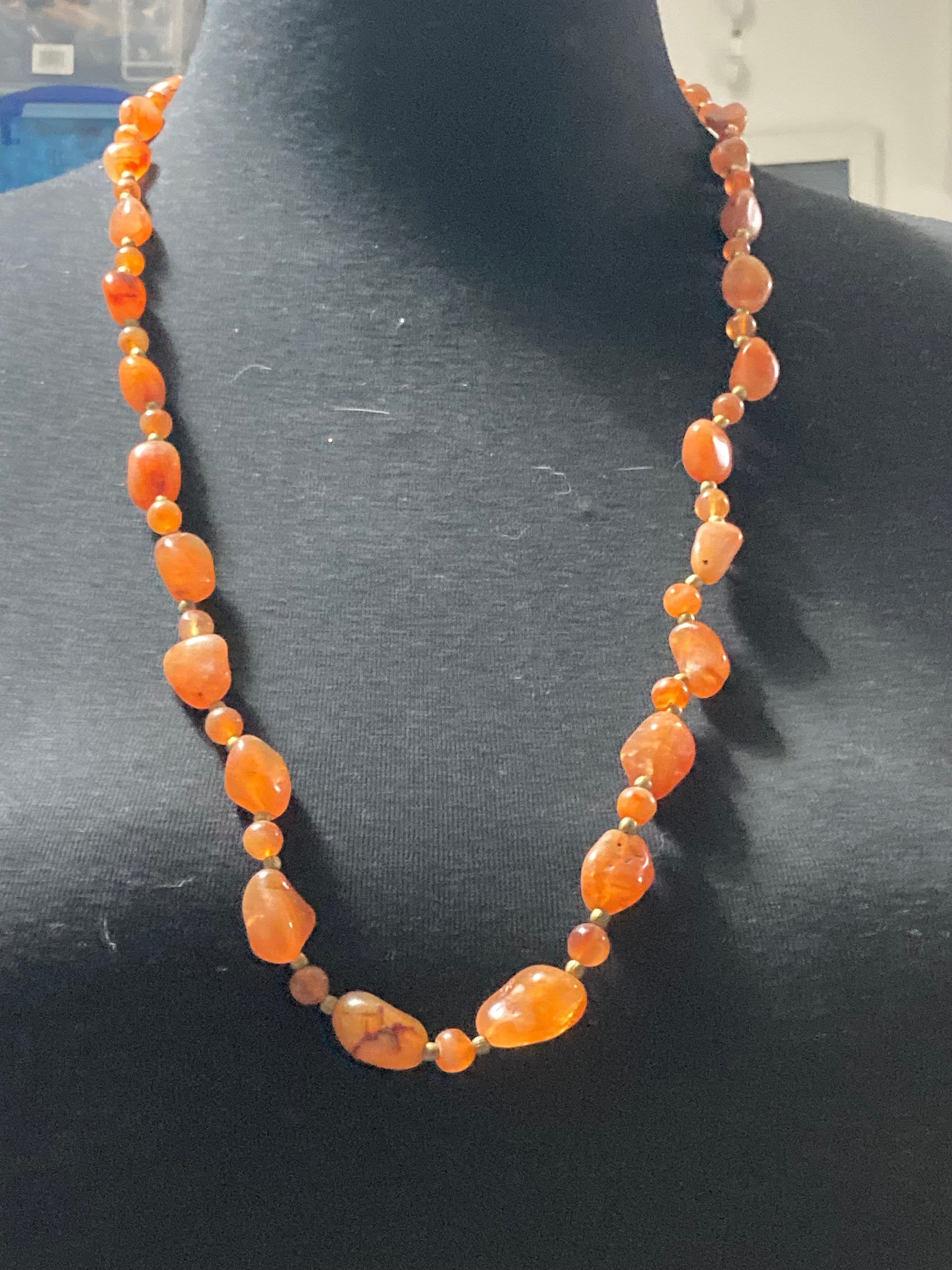 Vintage beaded natural necklace gemstone long bead necklace