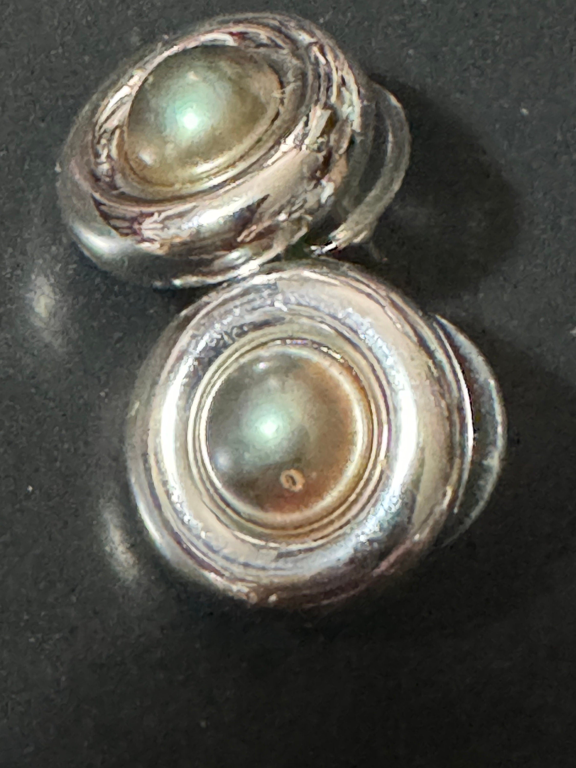 Vintage signed GROSSE brushed gold tone and silver small domed round pierced stud earrings