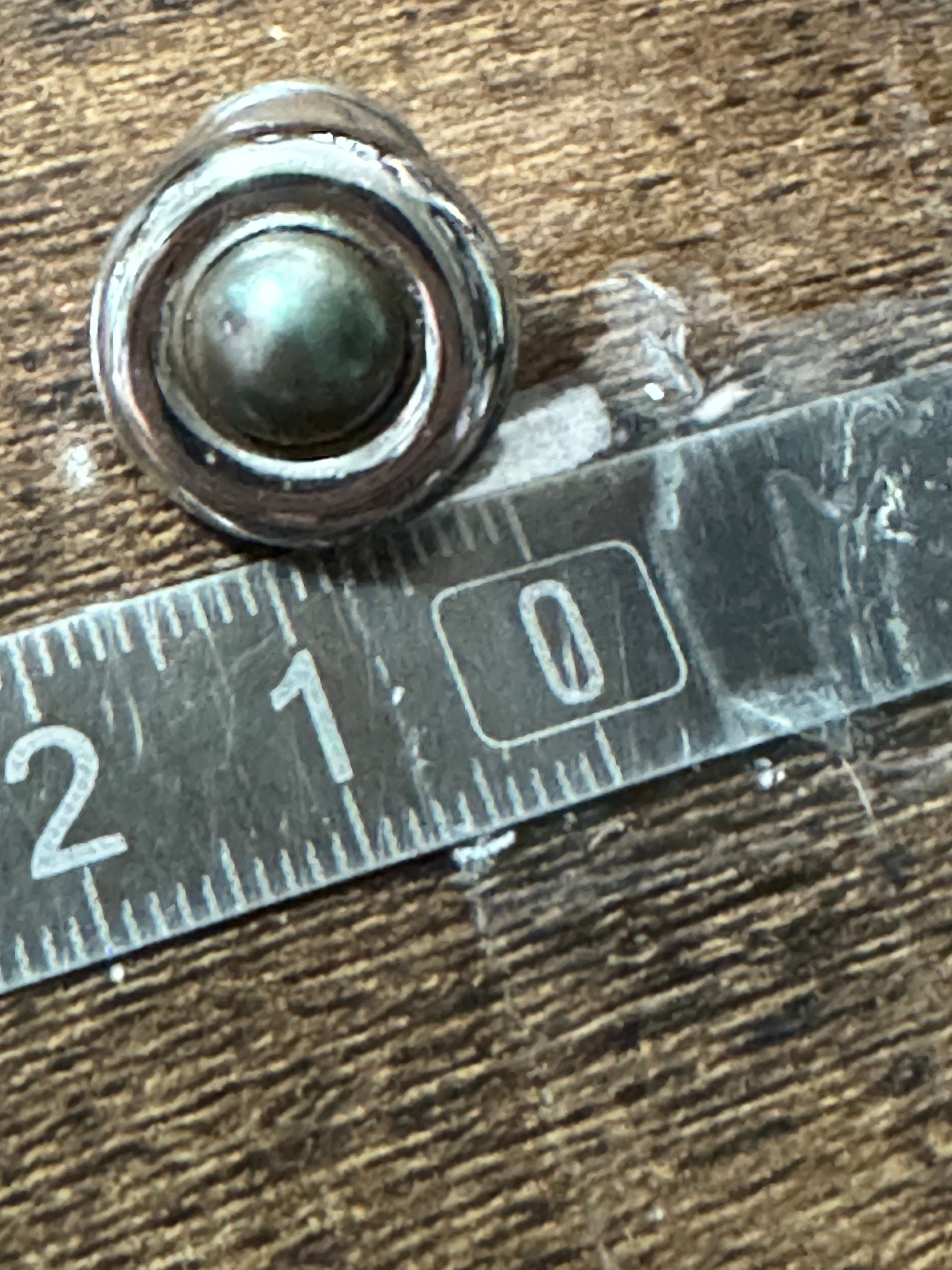 Vintage signed GROSSE brushed gold tone and silver small domed round pierced stud earrings