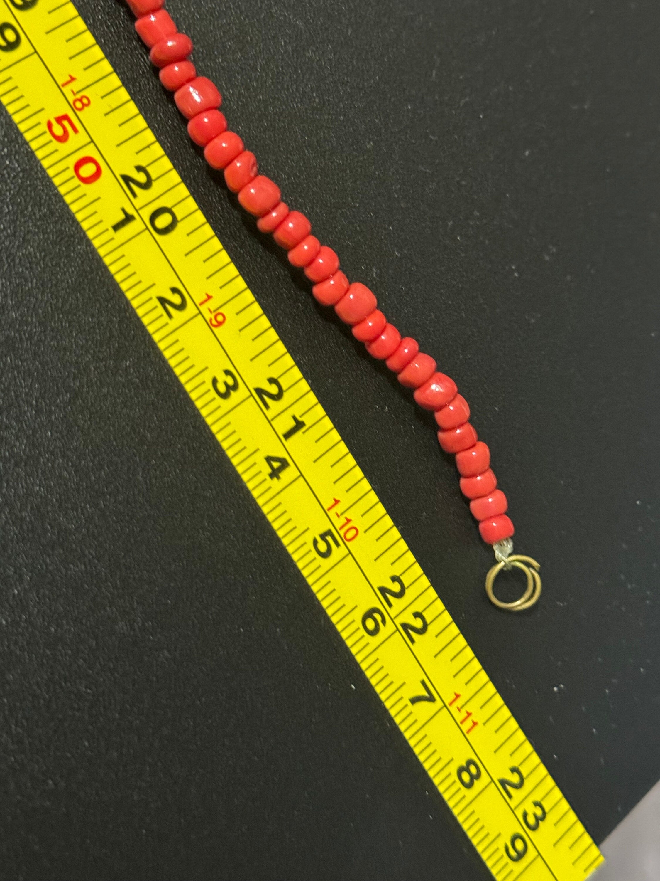 Retro Eastern beaded necklace with Red gemstones and teardrop pendant