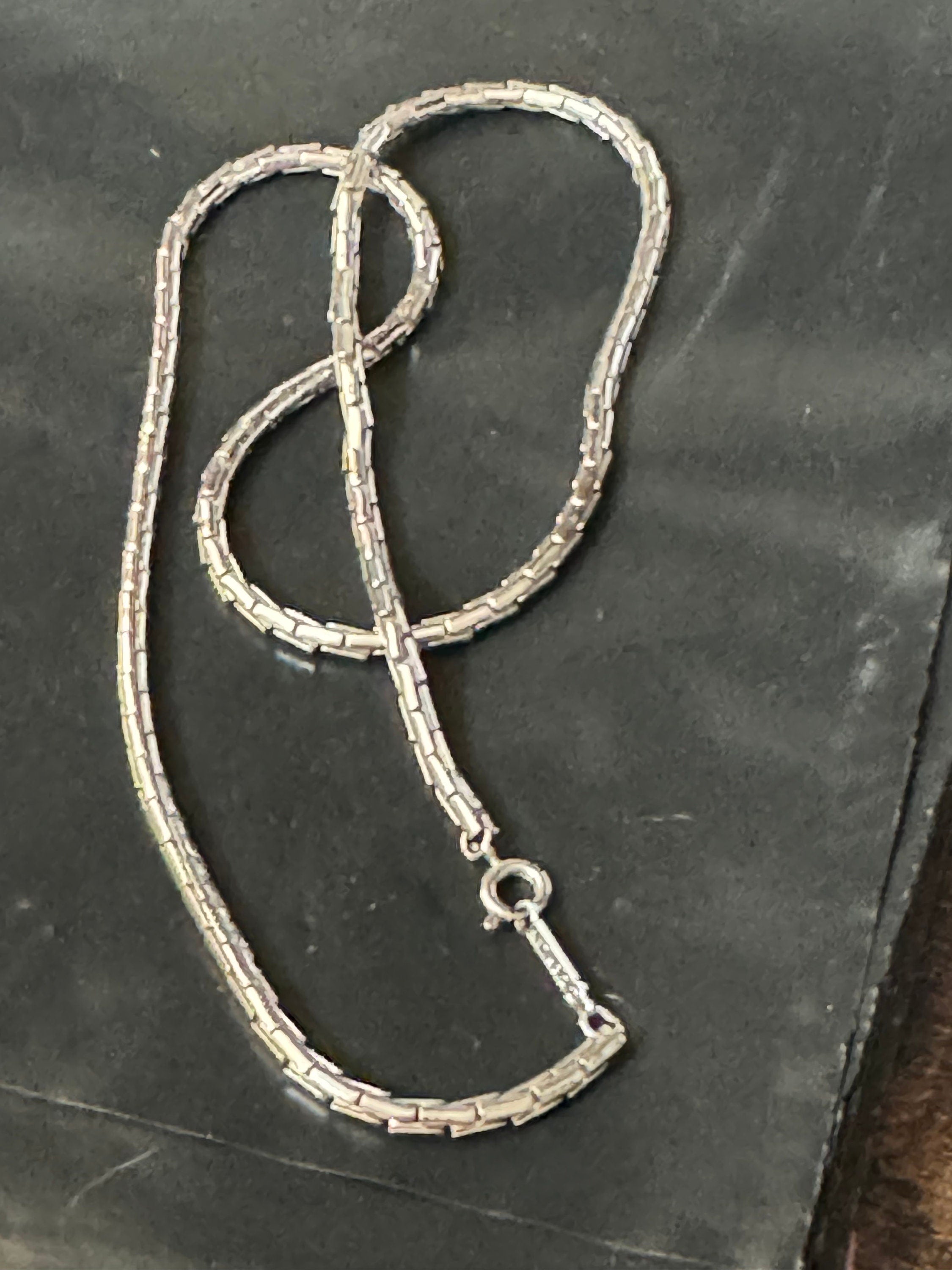 Signed d’orlan designer long 48cm silver plated chain necklace