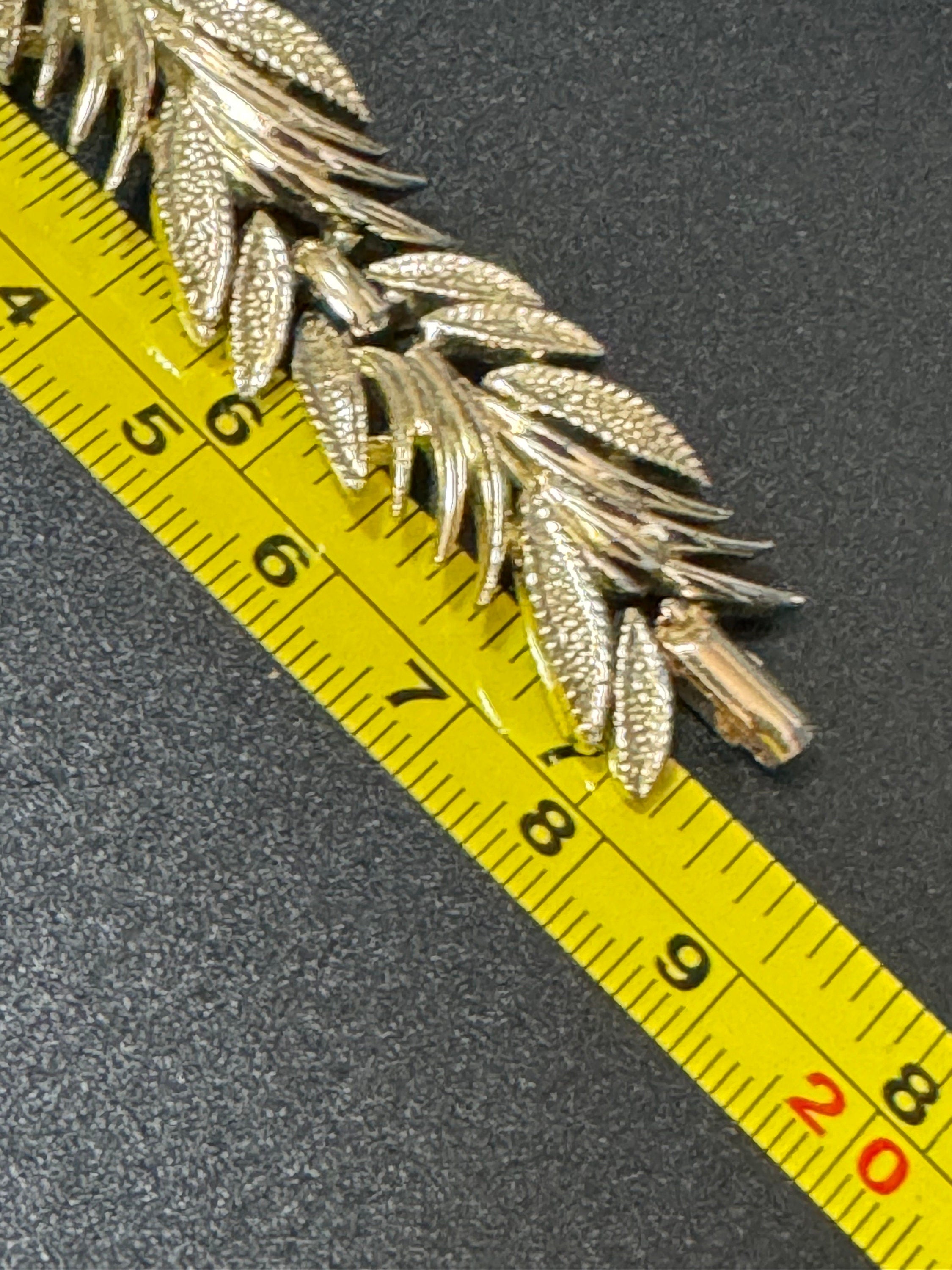 Signed Judy Lee vintage gold tone leaf bracelet panel link mid century