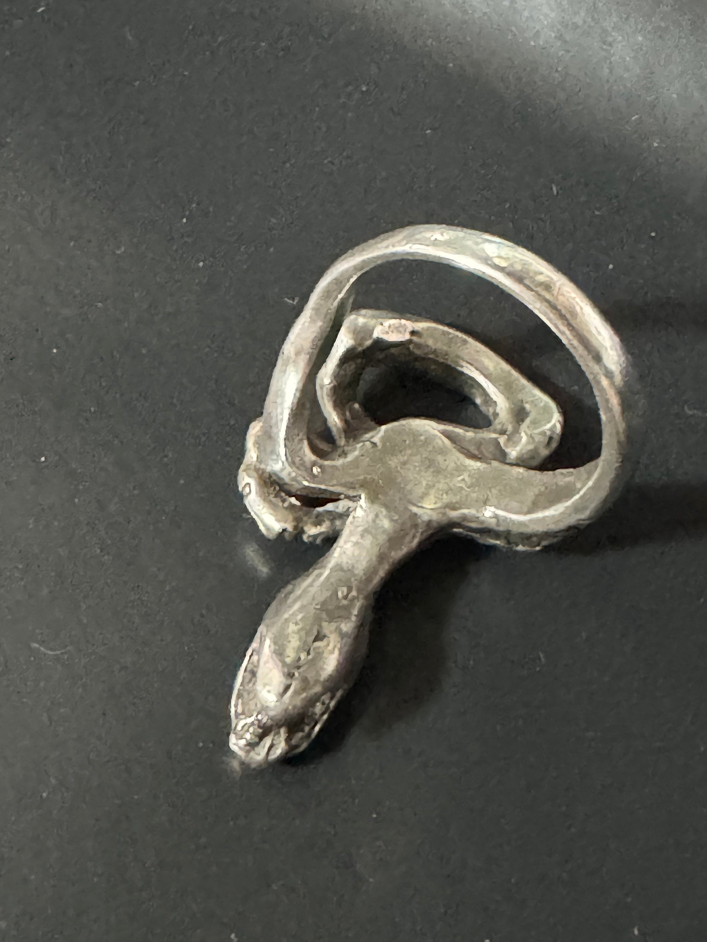 Size T.5 Mens large cast serpent snake ring Solid silver stamped 925 USA 9 3/4