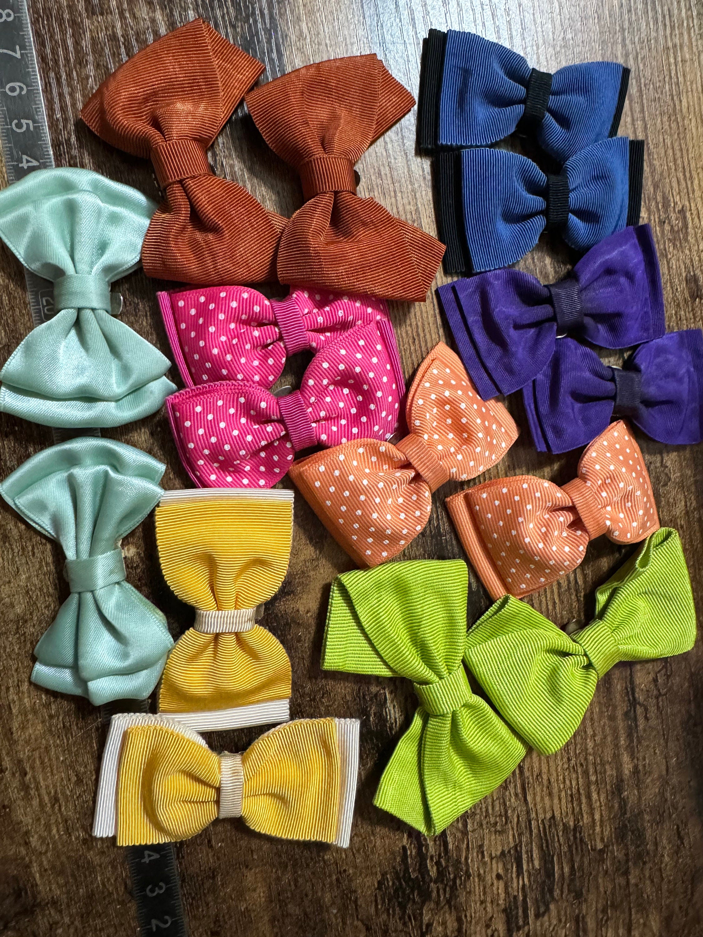 Vintage pair of Blue black grosgrain BOW shoe clips