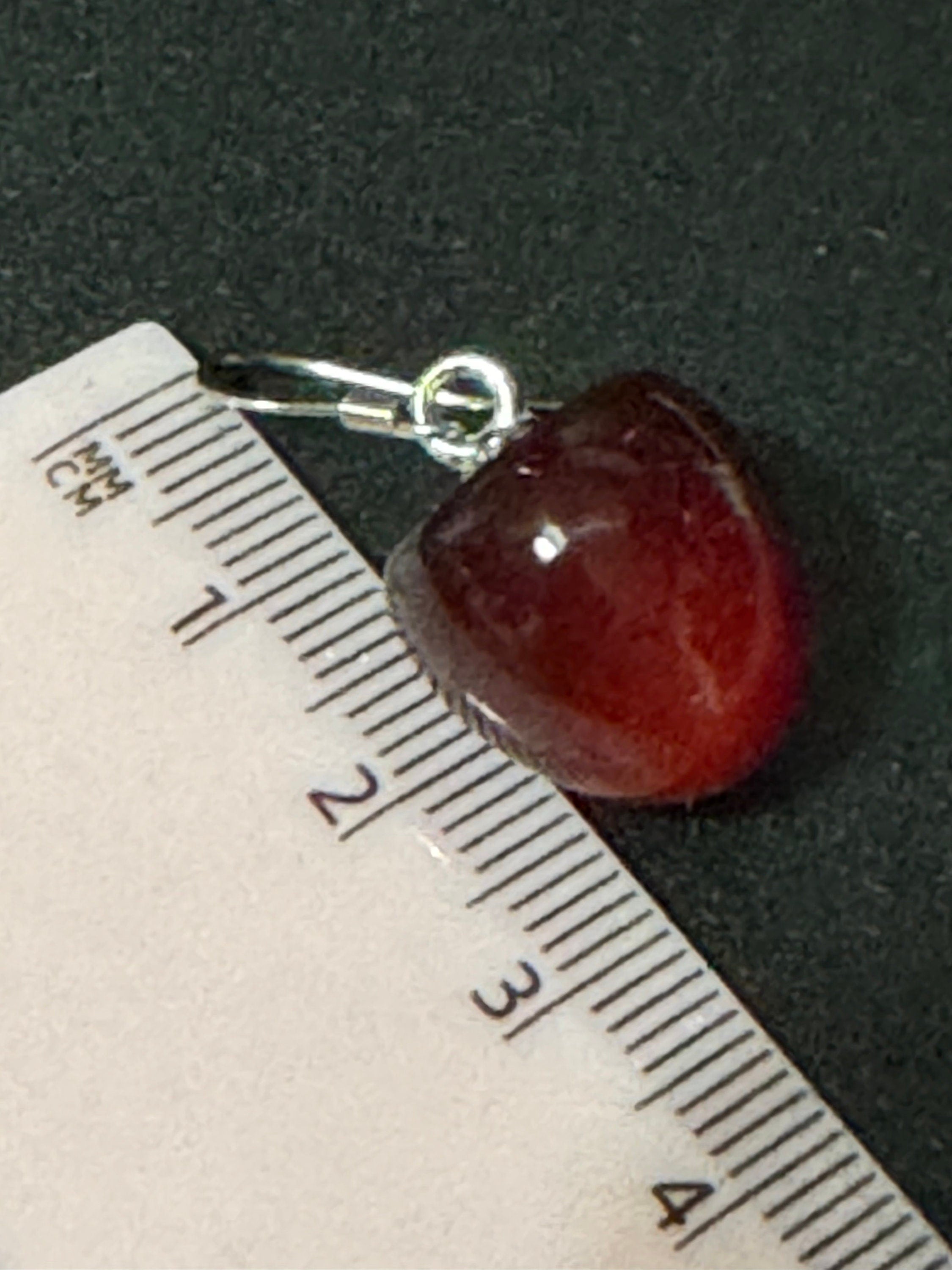 pair of silver tone dark red cherry drop earrings pierced ears